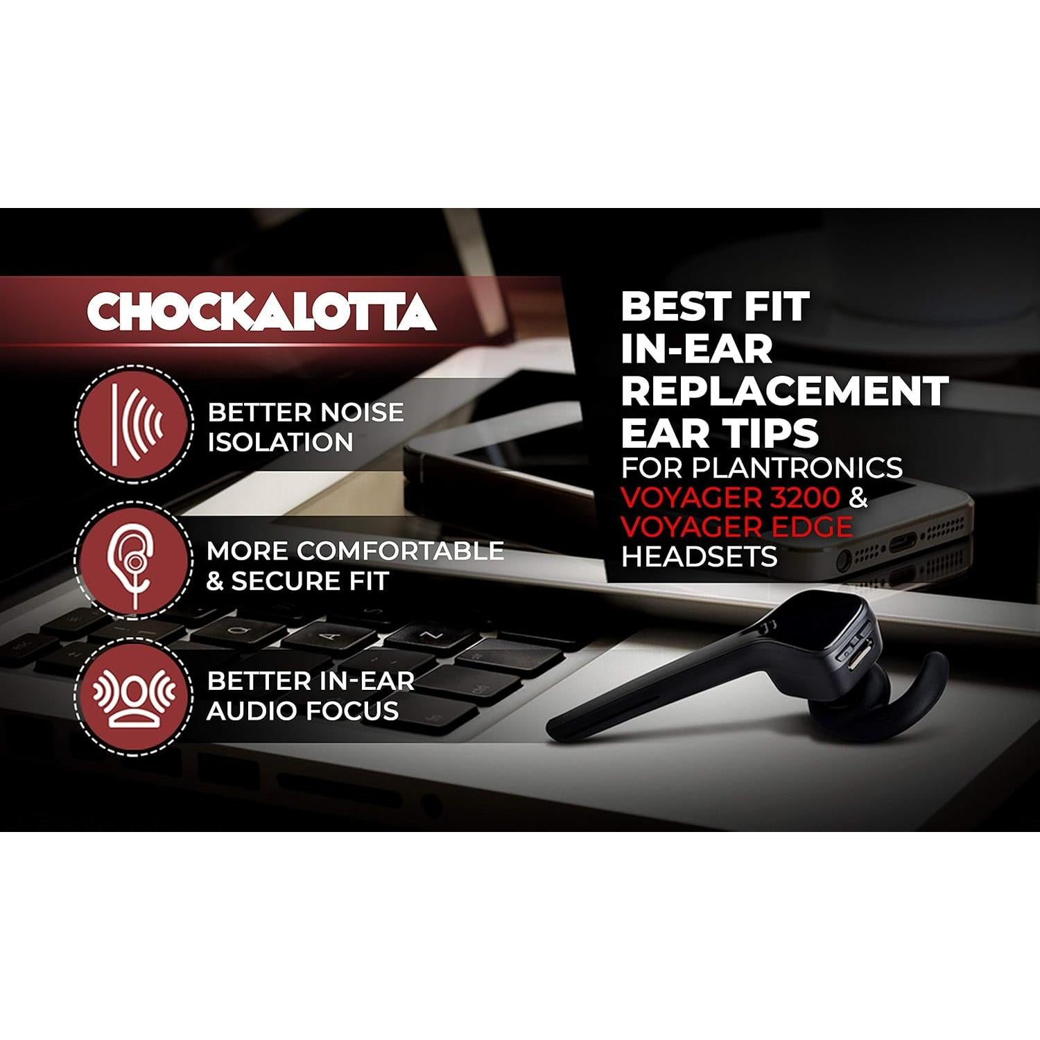 Consejos de Reemplazo In-Ear CHOCKALOTTA para Plantronics - Grande