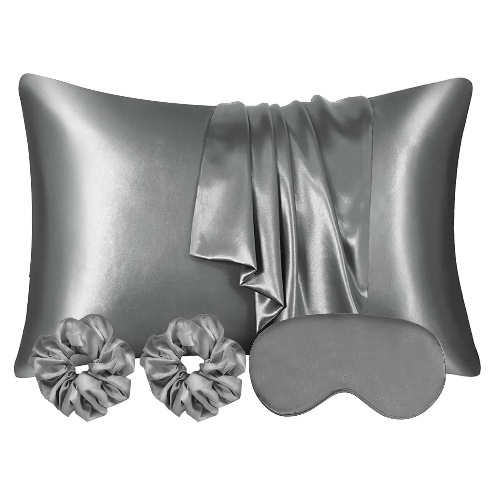 AUAUY Funda de Almohada de Satén 40x80cm Gris Oscuro - 2 Piezas