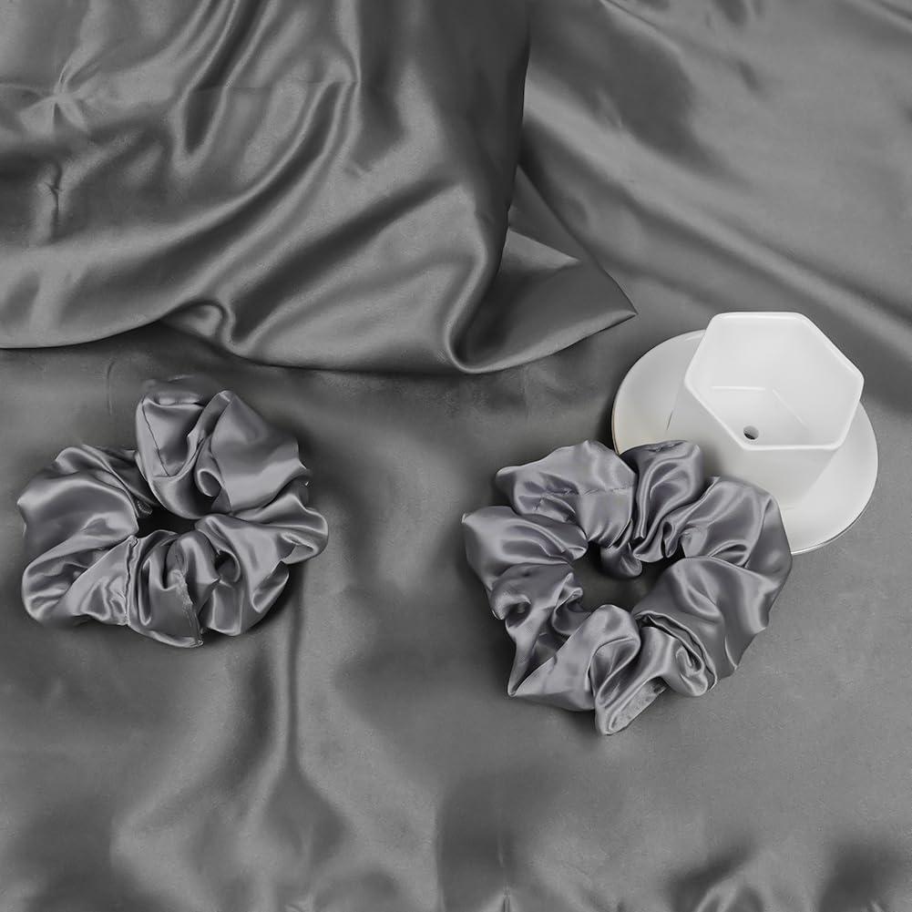 AUAUY Funda de Almohada de Satén 40x80cm Gris Oscuro - 2 Piezas