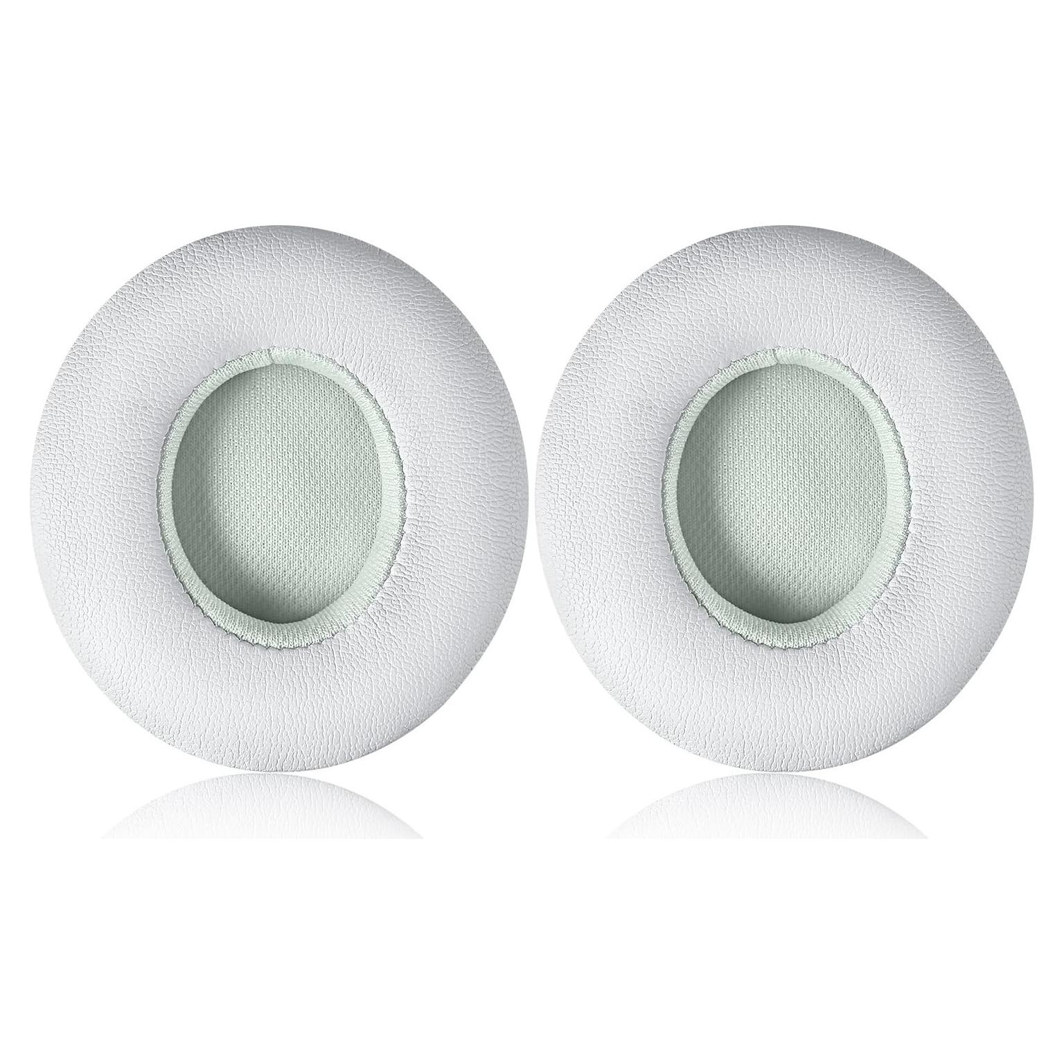 Almohadillas de Reemplazo JECOBB para Auriculares Beats Solo 2 - Cuero y Espuma de Memoria (Blanco)