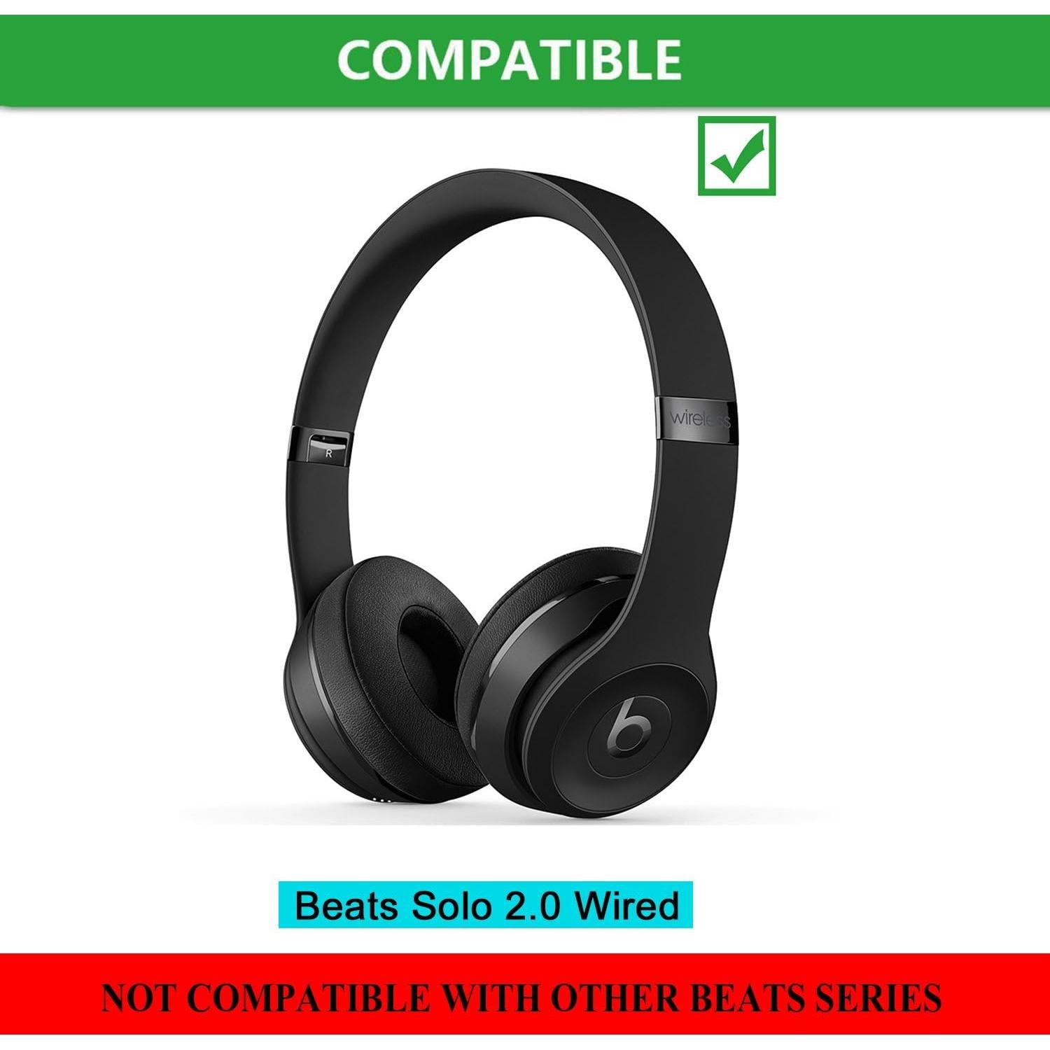 Almohadillas de Reemplazo JECOBB para Auriculares Beats Solo 2 - Cuero y Espuma de Memoria (Blanco)