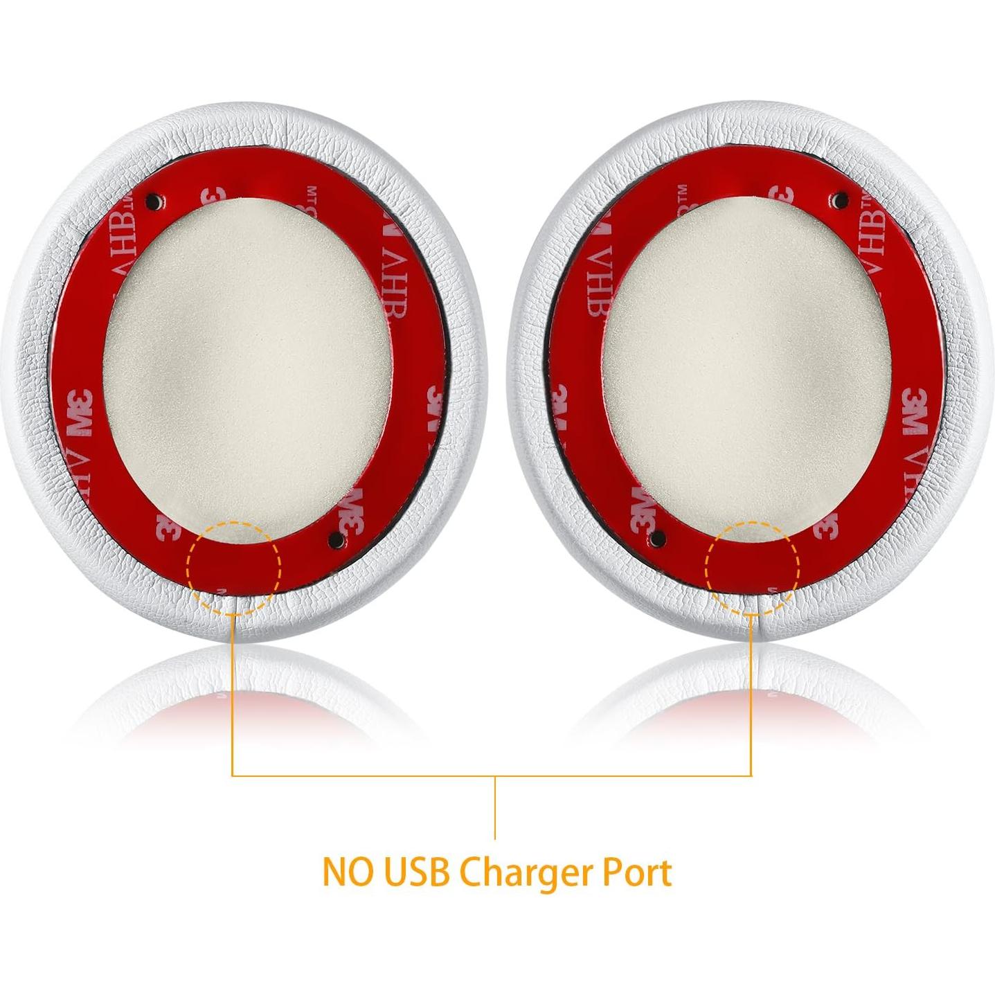 Almohadillas de Reemplazo JECOBB para Auriculares Beats Solo 2 - Cuero y Espuma de Memoria (Blanco)