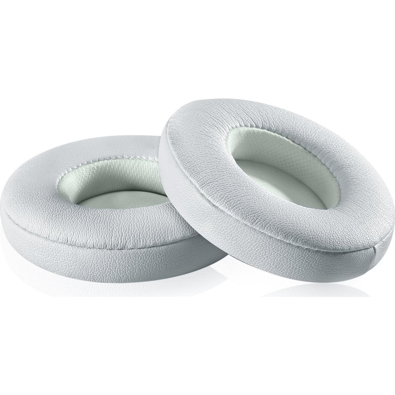 Almohadillas de Reemplazo JECOBB para Auriculares Beats Solo 2 - Cuero y Espuma de Memoria (Blanco)
