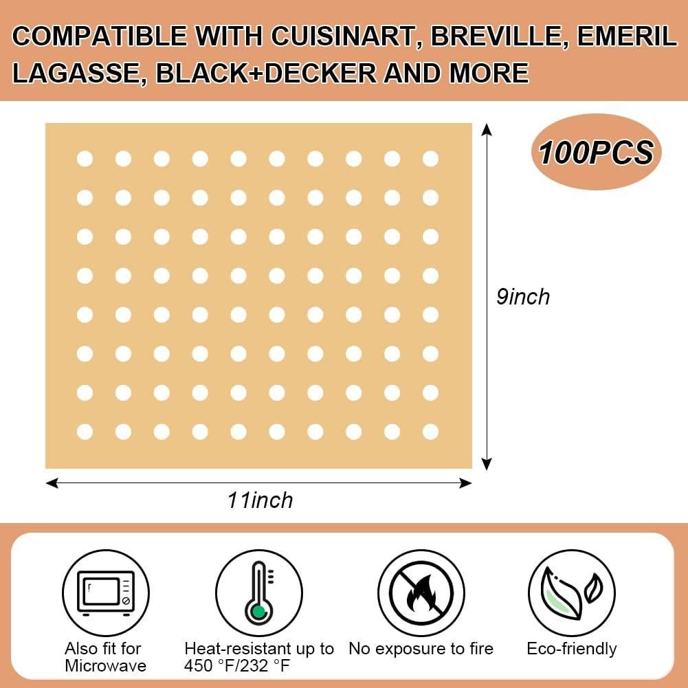 Forros de Horno de Freidora de Aire BYKITCHEN 100 Piezas 22.86x27.94 cm