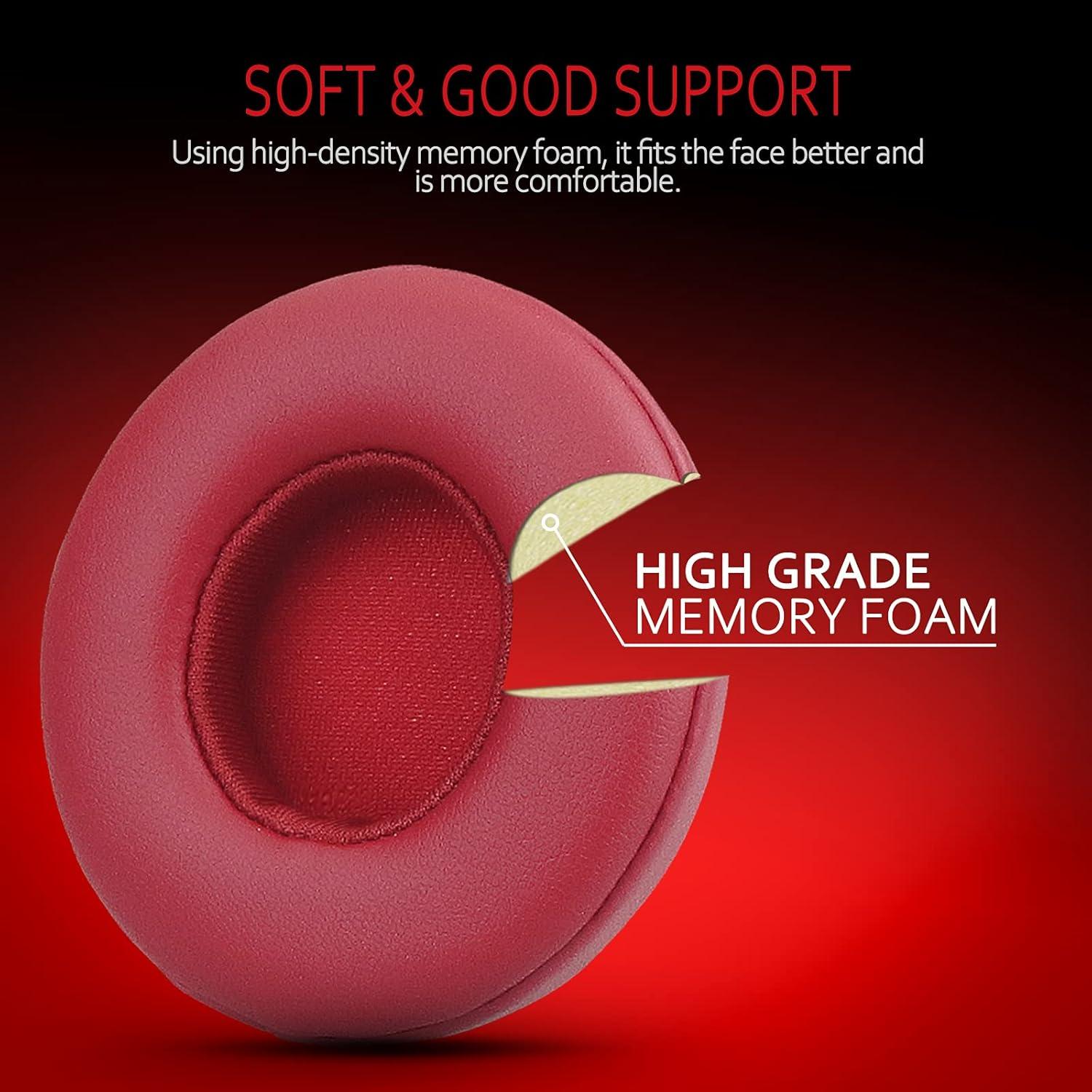 Almohadillas de Reemplazo Krone Kalpasmos para Beats Solo 2 y 3 - Rojo