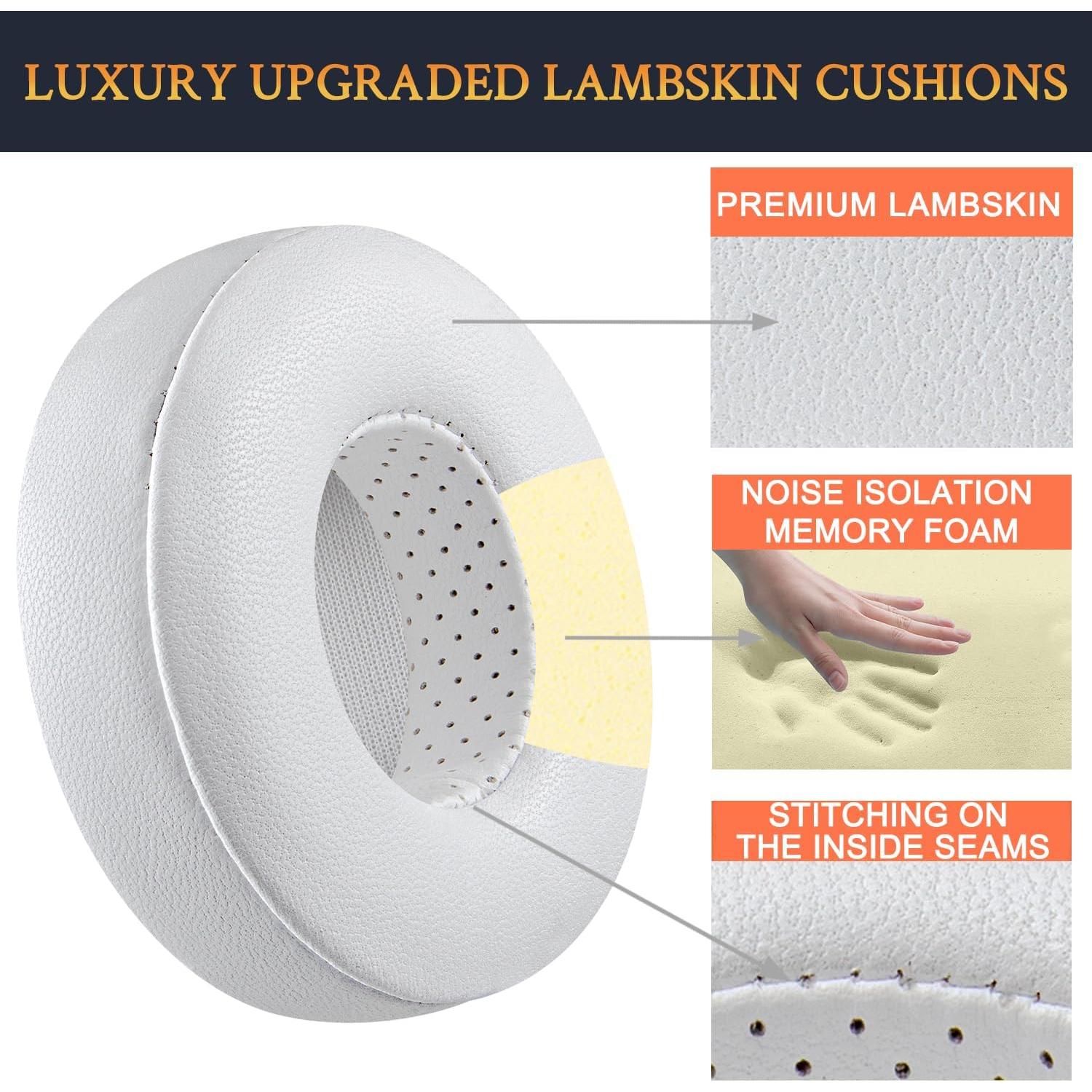 Almohadillas de Piel de Cordero SoloWIT para Auriculares Beats Solo 2 y 3 - Blanco