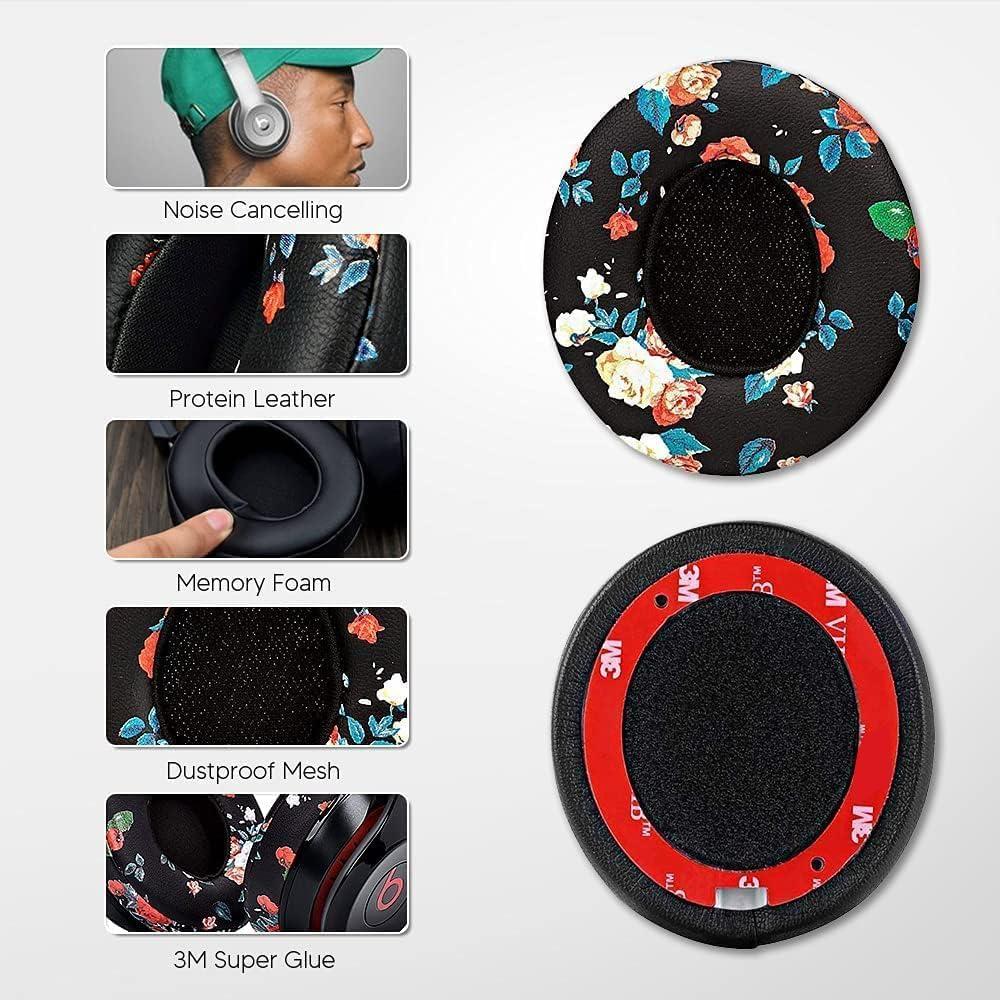 Almohadillas de Repuesto para Auriculares Beats Solo 2 y 3 - Floral Negro