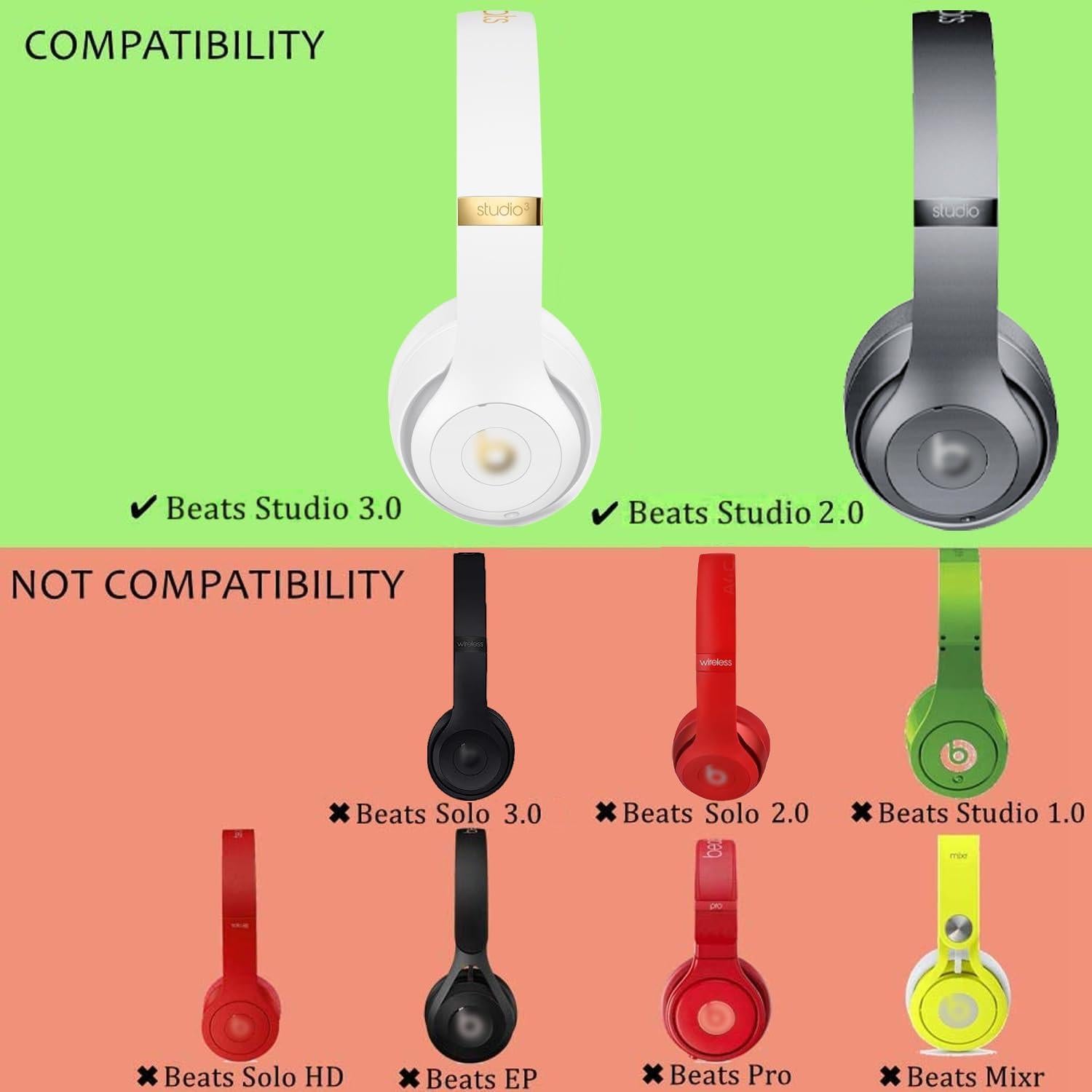 Almohadillas de Repuesto Niukeke para Beats Studio 2.0/3.0 - Espuma de Memoria y Cuero Suave