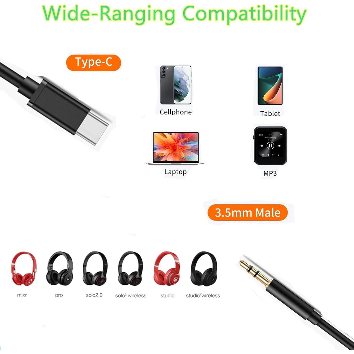 Cable de audio Aux Jack 3.5mm Numcig USB-C para iPhone y Samsung