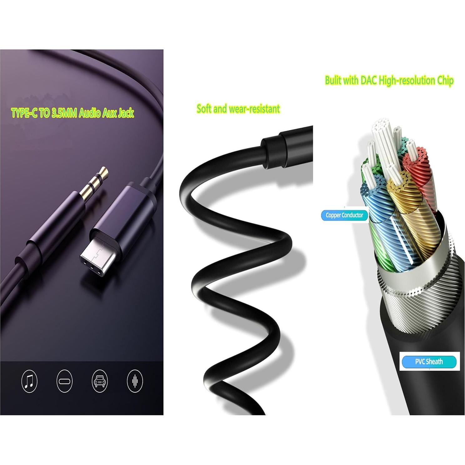 Cable de audio Aux Jack 3.5mm Numcig USB-C para iPhone y Samsung
