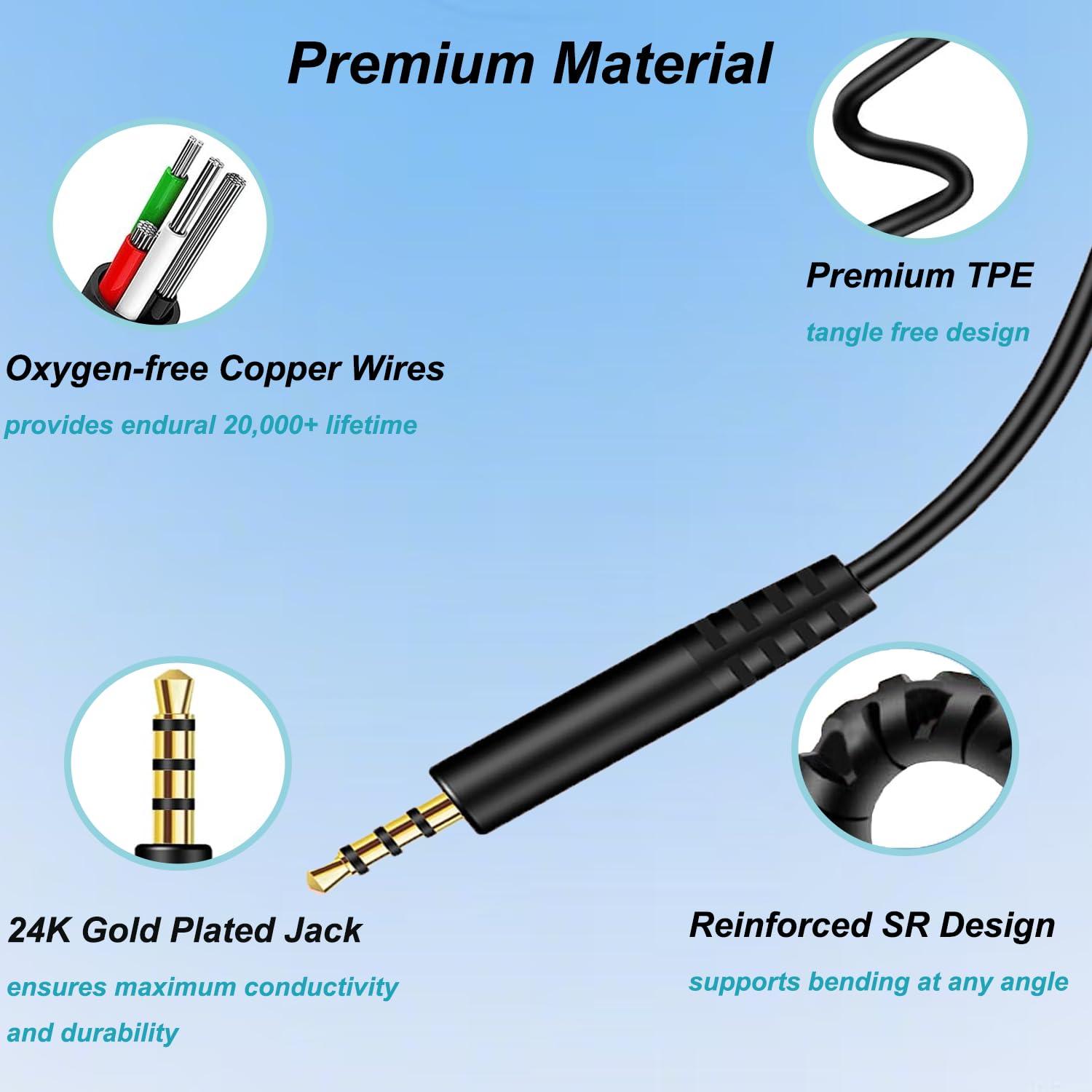 Cable de audio 3.5mm a 2.5mm Minochi para auriculares Bose QC45 QC35