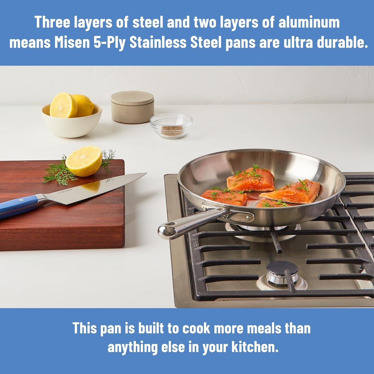 Sartén de Acero Inoxidable Misen 20.3 cm 5 Capas Apta Inducción