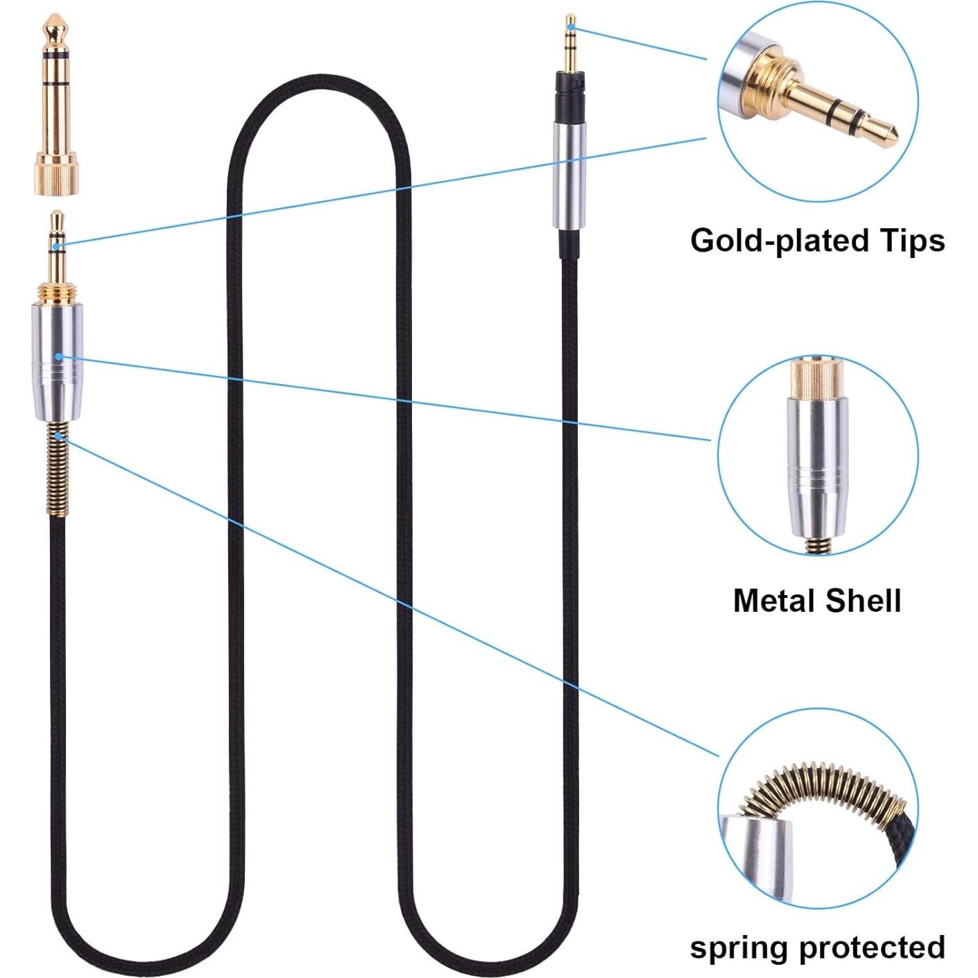 Cable de audio de reemplazo Sennheiser Momentum 2m con adaptador 6.35mm