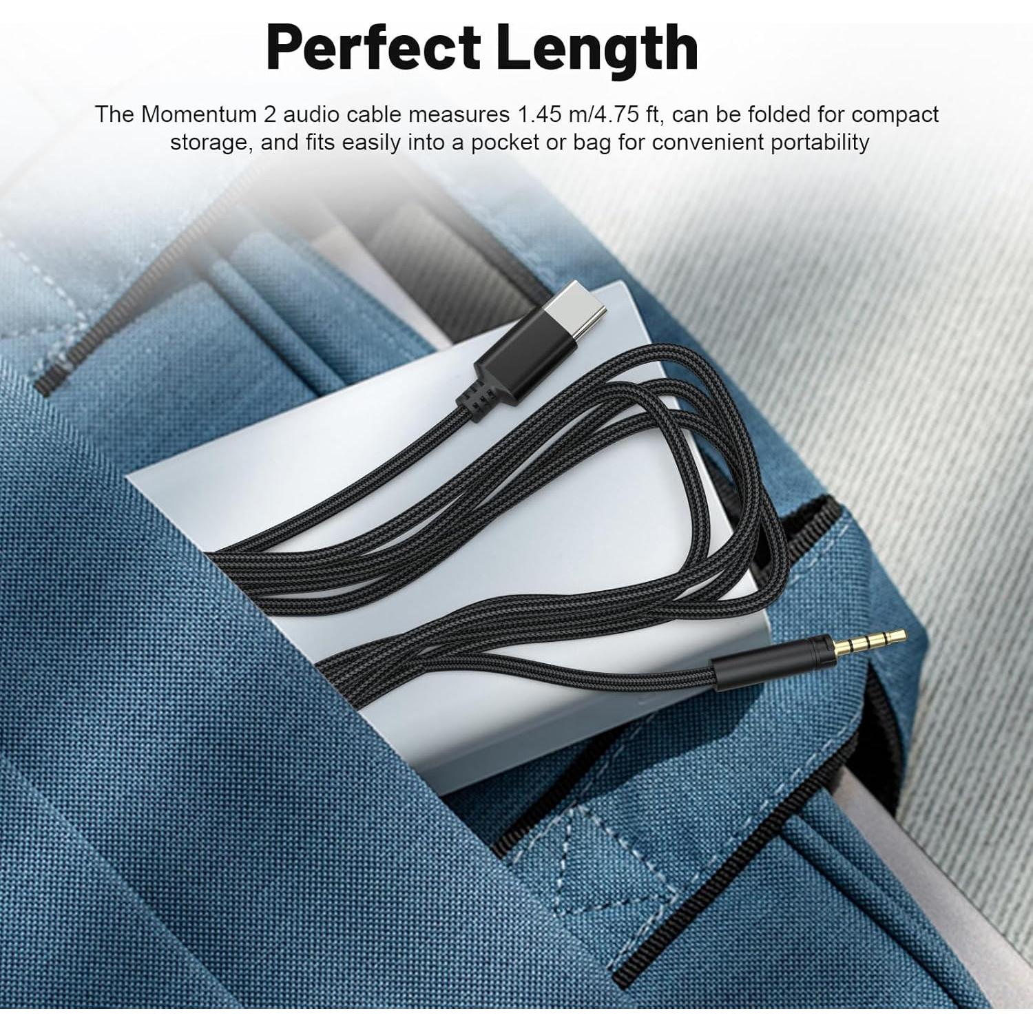 Cable de audio Zosvoses 1.45m para Sennheiser Momentum 4/3/2.0