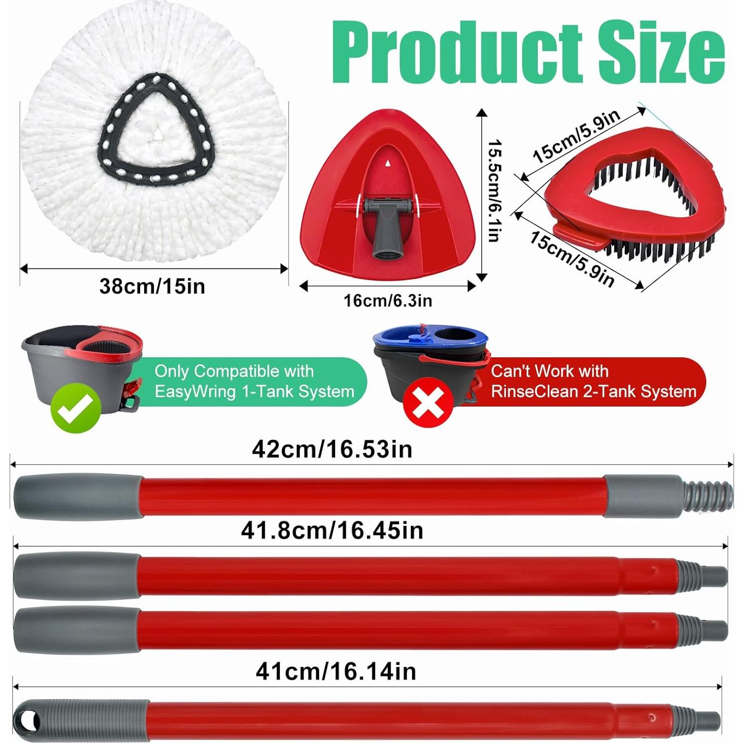 Set de Reemplazo Mopas Giratorias O Cedar - 2 Cabezas Microfibra + Mango Hierro