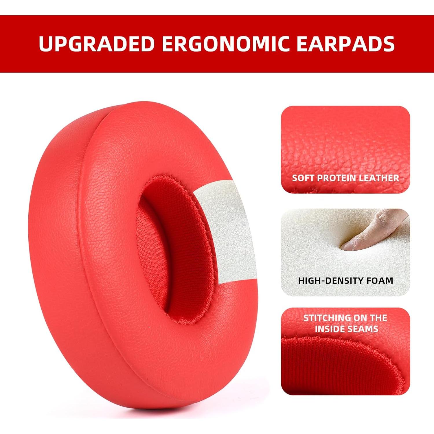 Almohadillas de Reemplazo GMUDA para Auriculares Beats Solo 3/2 - Rojo Cítrico