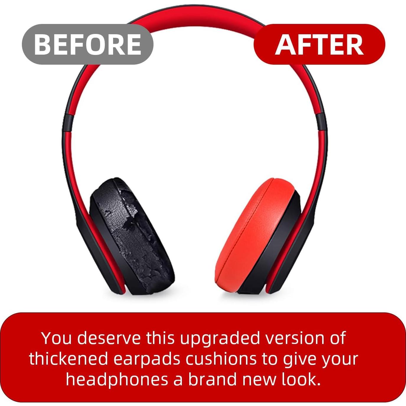 Almohadillas de Reemplazo GMUDA para Auriculares Beats Solo 3/2 - Rojo Cítrico