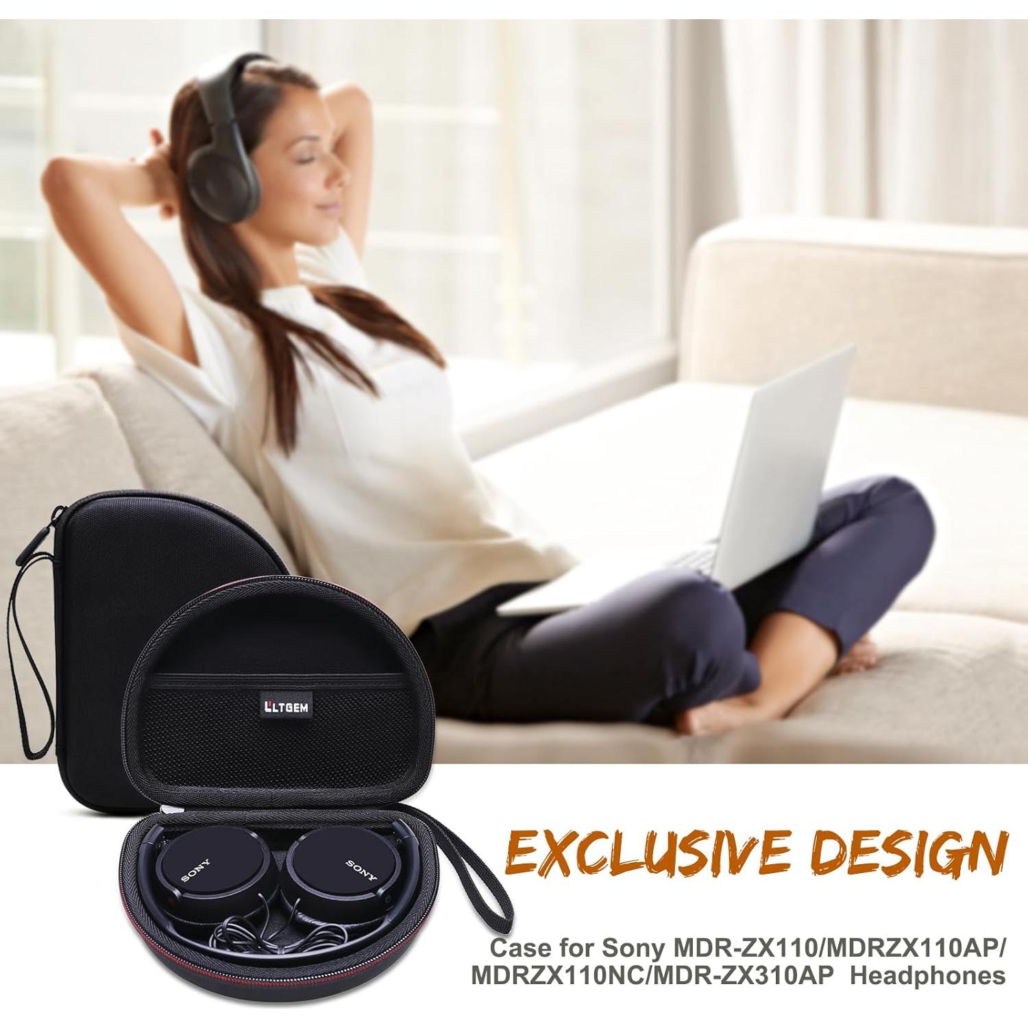 Funda LTGEM para Auriculares Sony MDR-ZX110/ZX310AP, Negro-Gris