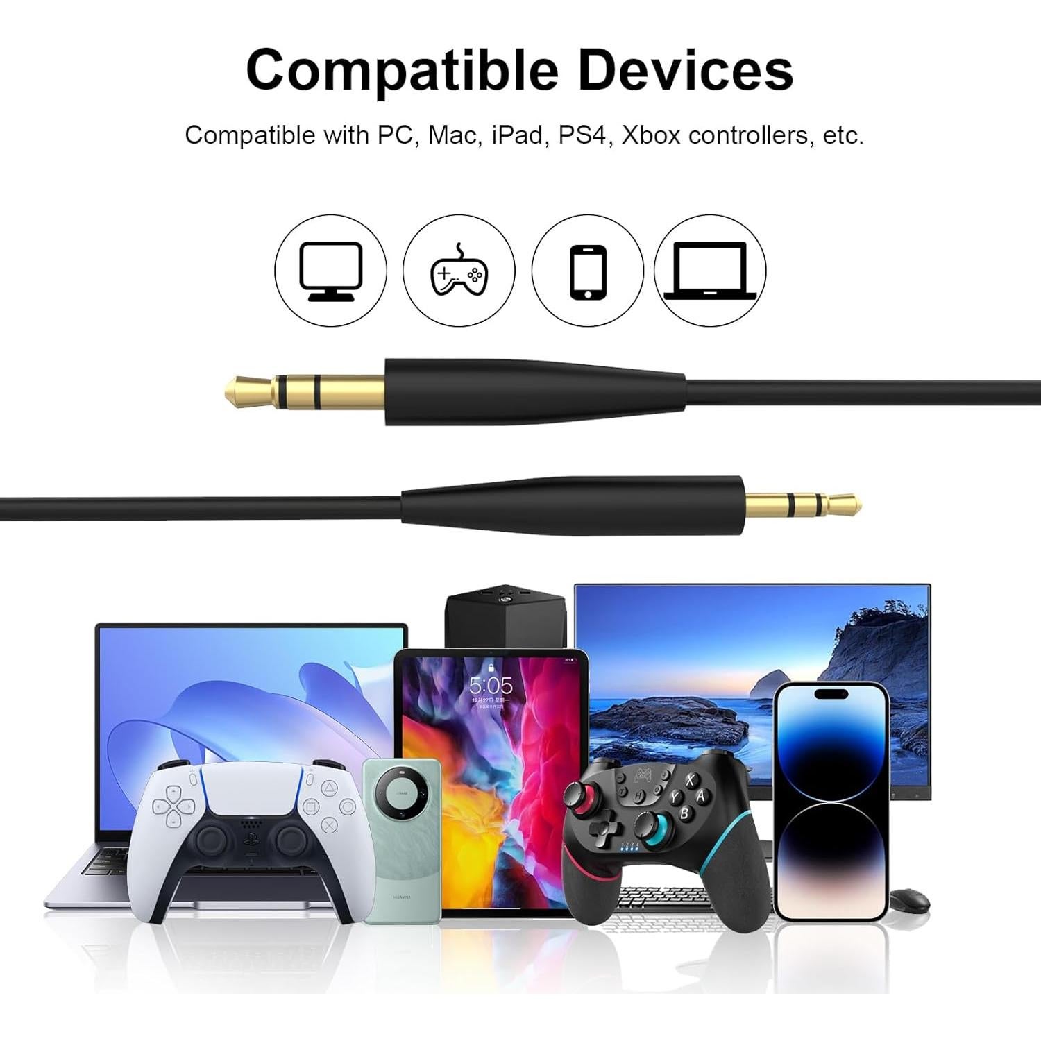 Cable de audio 3.5mm a 2.5mm Arzweyk para auriculares Bose