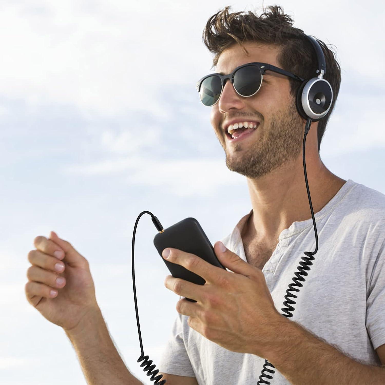 Cable de Audio Enrollado Alitutumao QC45 2.5mm a 3.5mm y 6.35mm