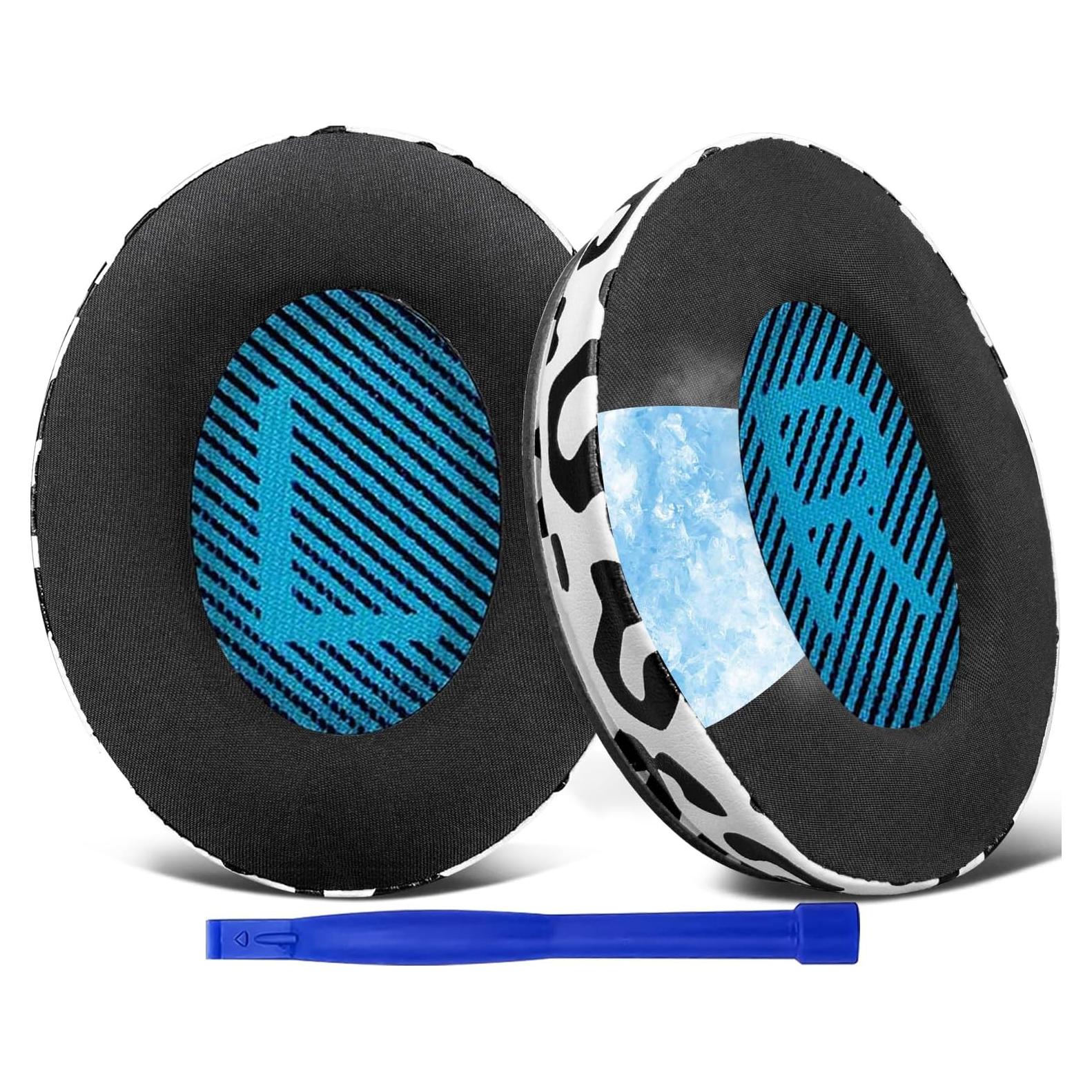 Almohadillas de Gel Refrigerante SoloWIT para Auriculares Bose QC15 QC25 QC35 - Leopardo de Nieve