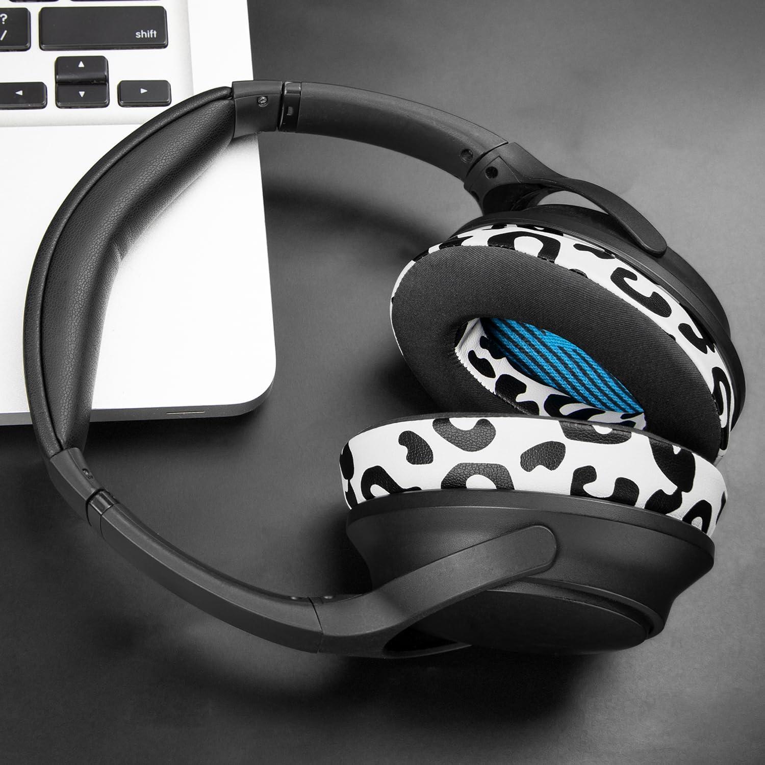 Almohadillas de Gel Refrigerante SoloWIT para Auriculares Bose QC15 QC25 QC35 - Leopardo de Nieve