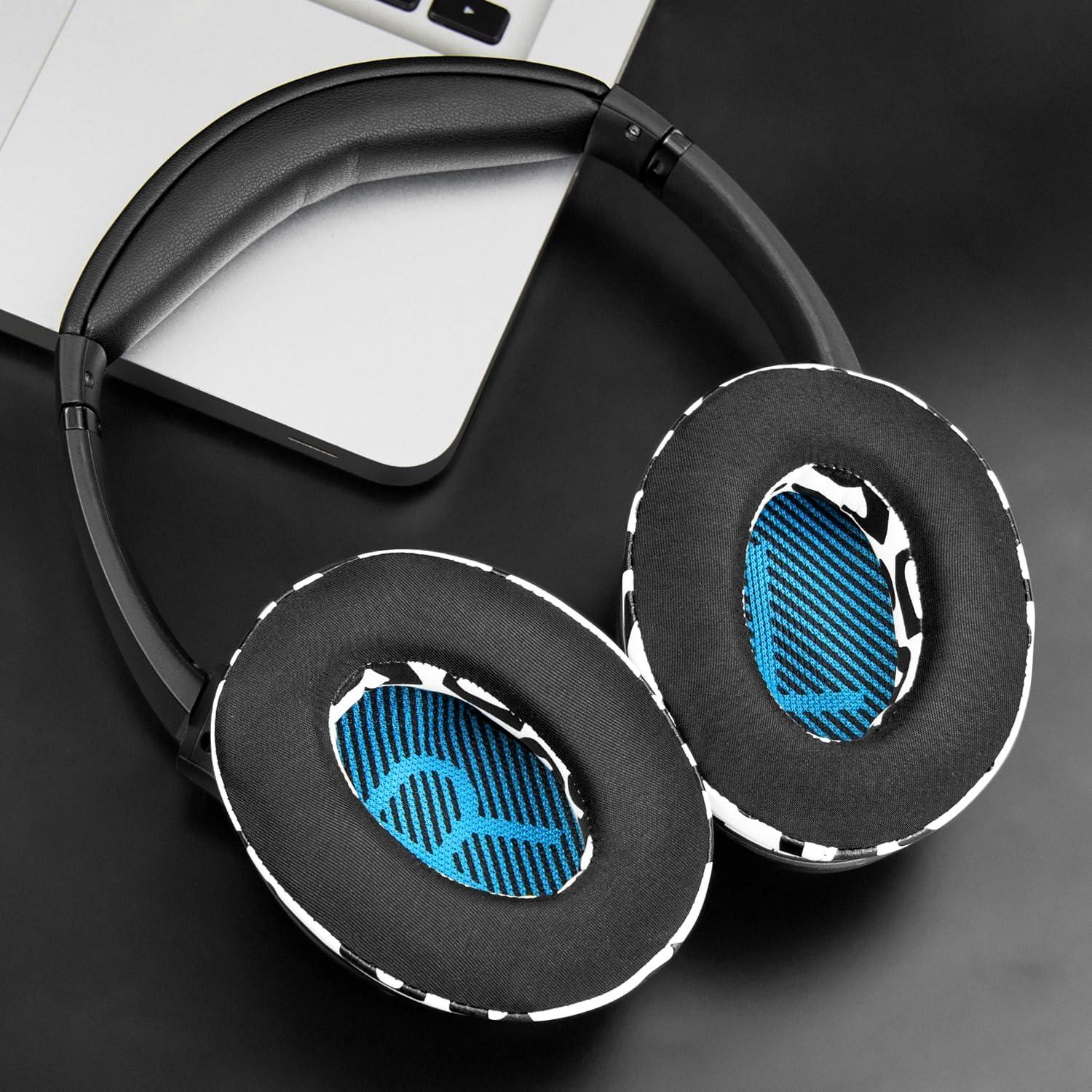 Almohadillas de Gel Refrigerante SoloWIT para Auriculares Bose QC15 QC25 QC35 - Leopardo de Nieve