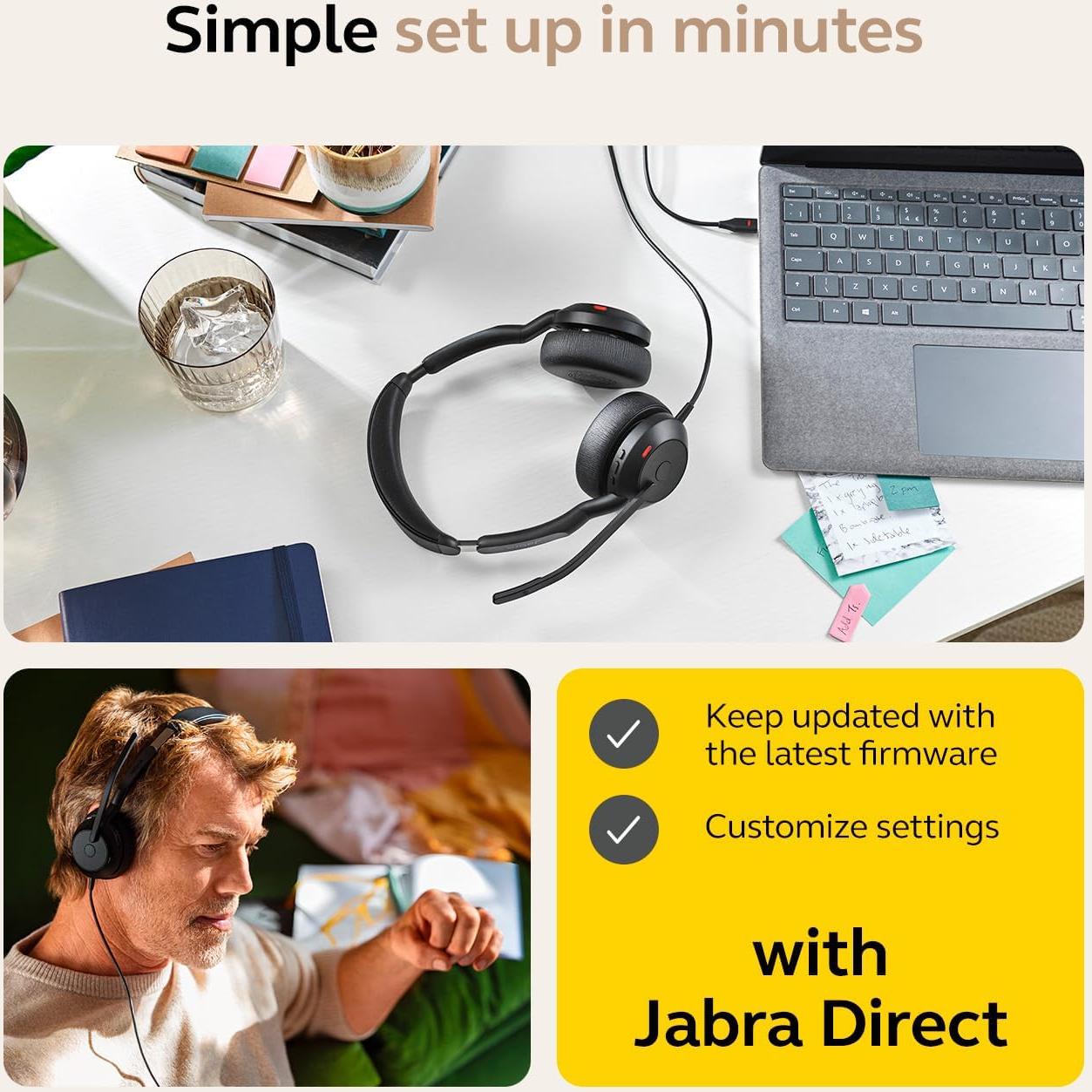 Auriculares Jabra Evolve2 50 con Cable y Bluetooth - Cancelación de Ruido