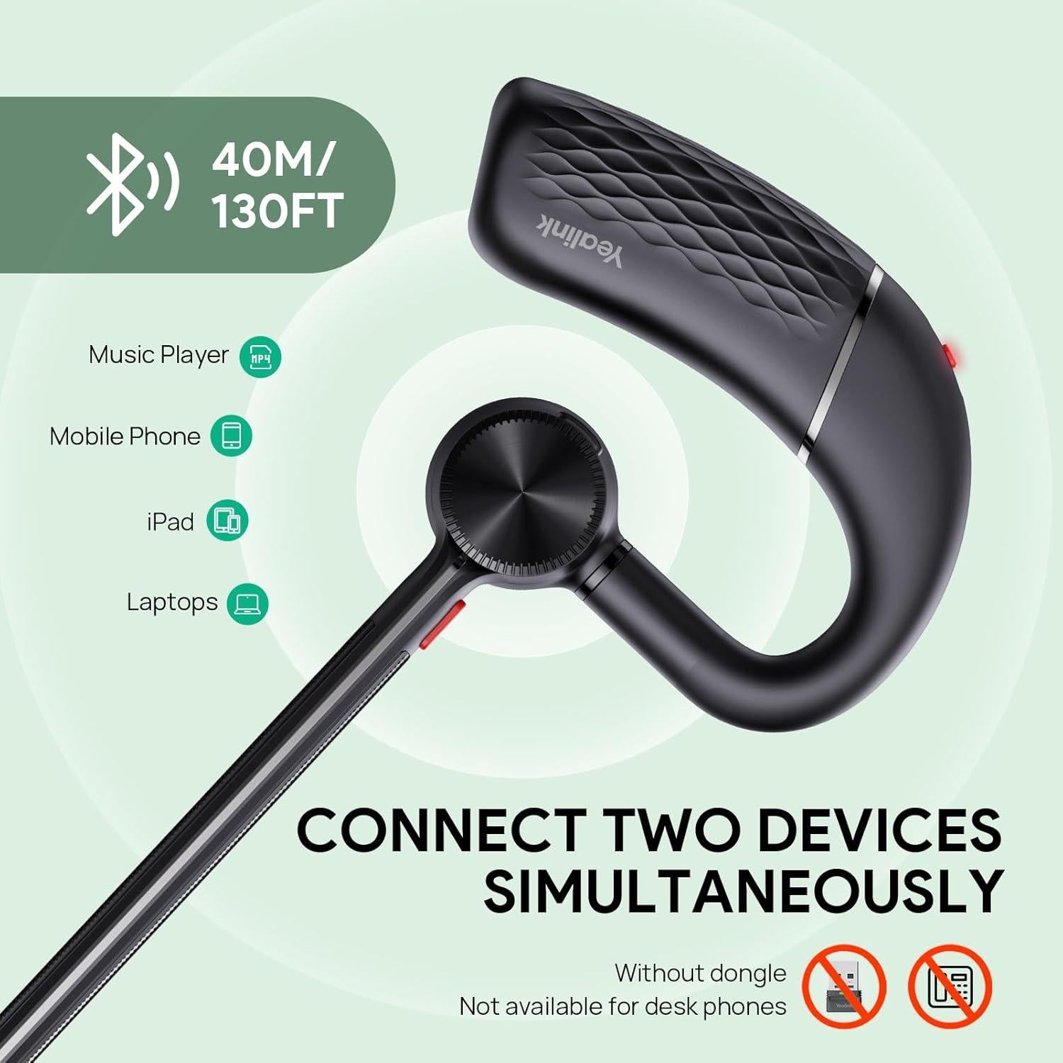 Auricular Bluetooth Yealink BH71 Lite Inalámbrico 10h Batería