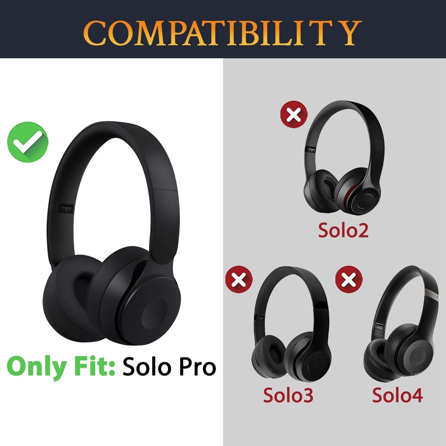 Almohadillas de Repuesto SOULWIT para Auriculares Beats Solo Pro - Negro