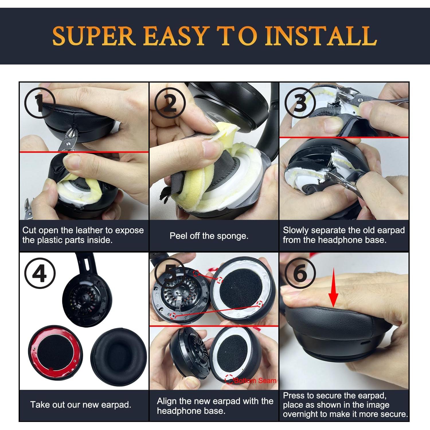 Almohadillas de Repuesto SOULWIT para Auriculares Beats Solo Pro - Negro