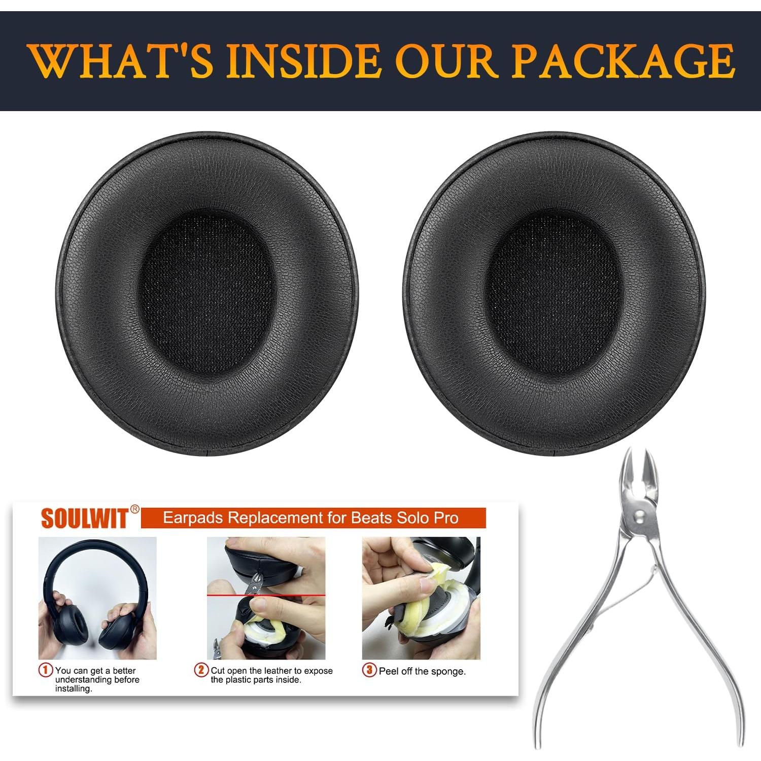 Almohadillas de Repuesto SOULWIT para Auriculares Beats Solo Pro - Negro