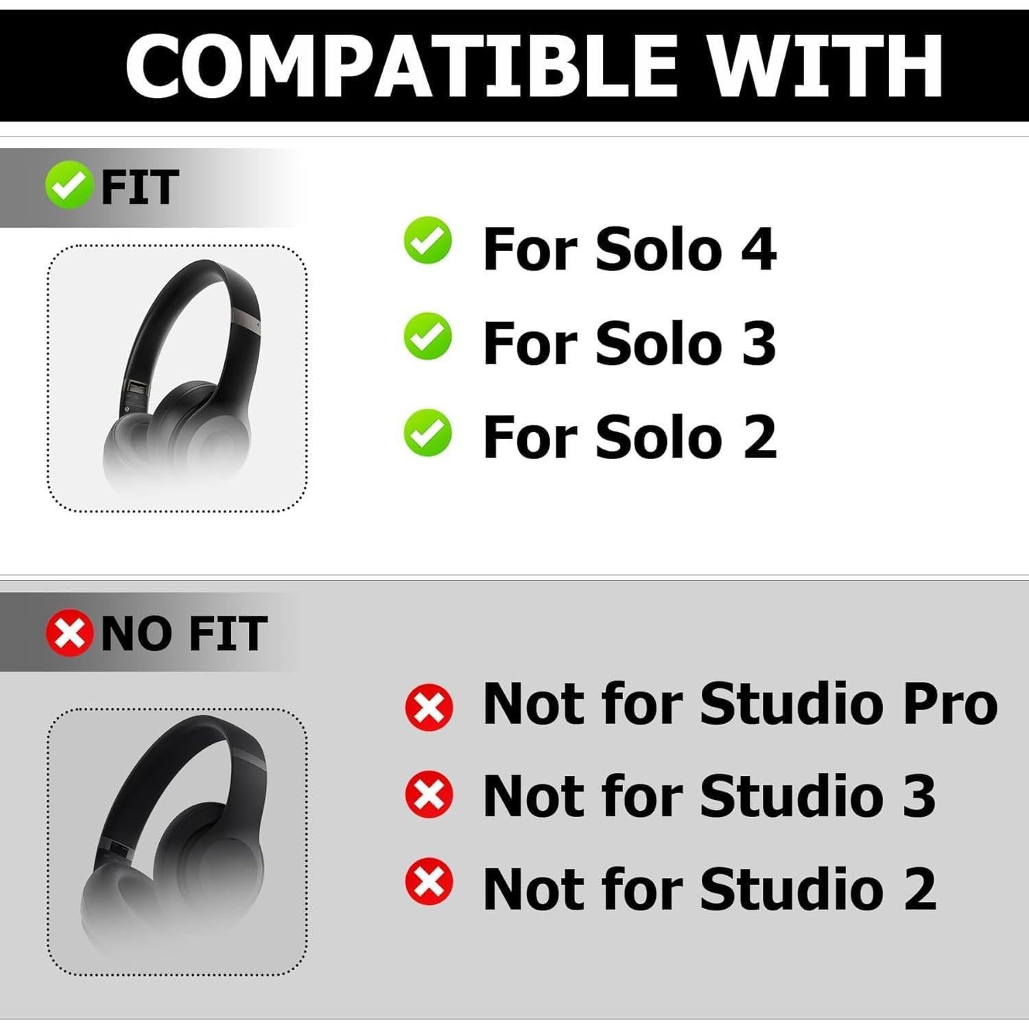 Cubiertas de silicona para auriculares Beats Solo 4 y 3 - Negro