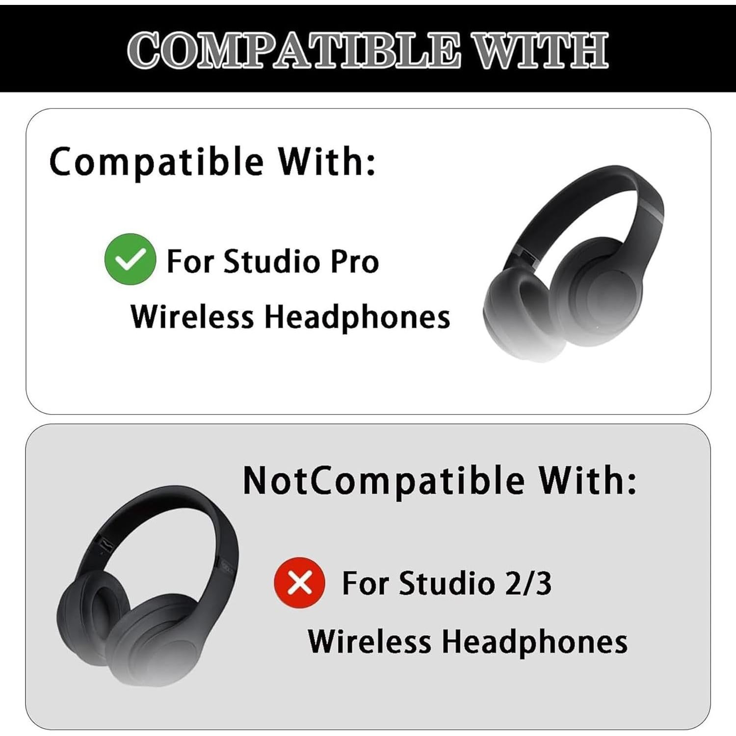 Cubiertas de almohadillas Aiivioll para auriculares Beats Studio Pro - Silicona lavable y resistente al sudor
