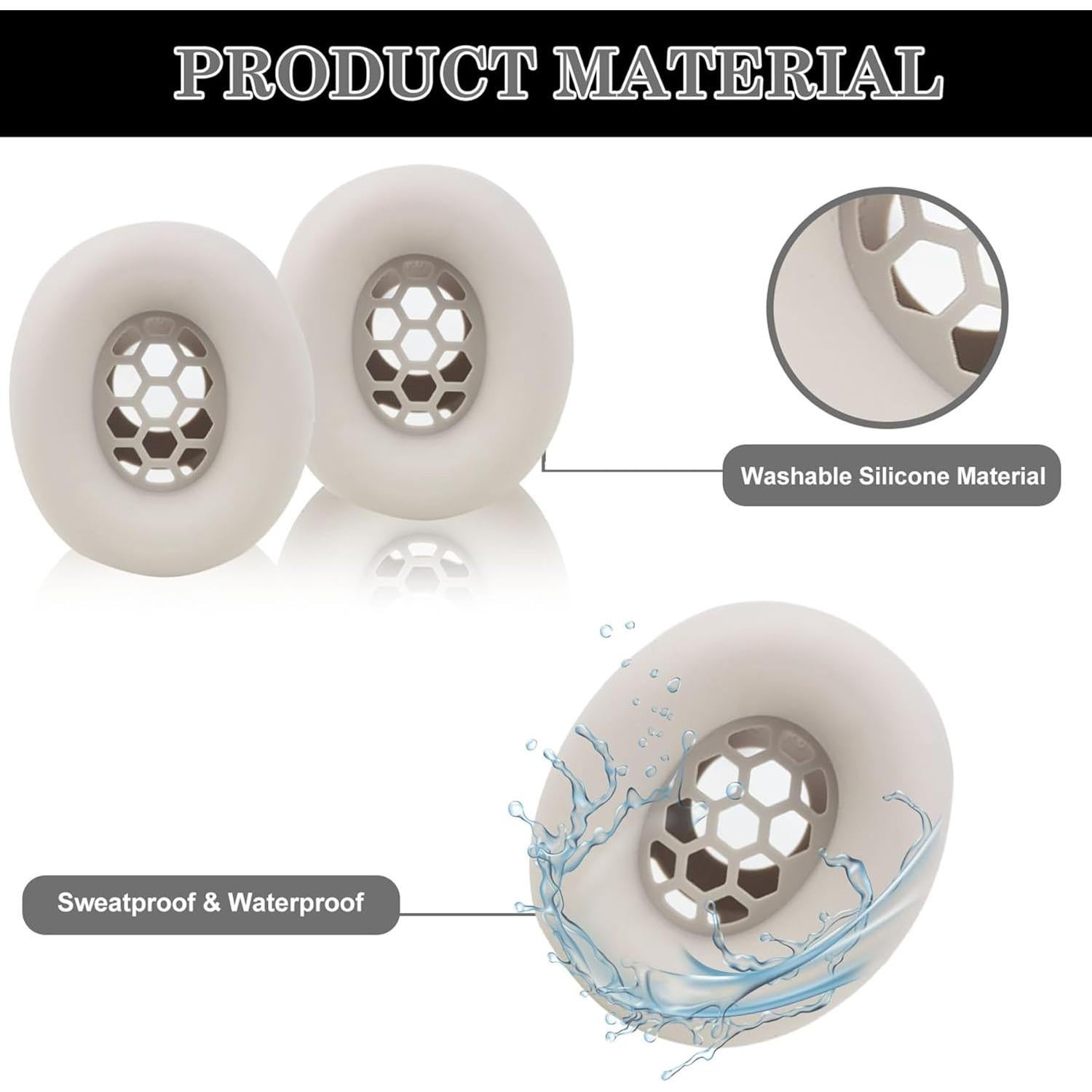 Cubiertas de almohadillas Aiivioll para auriculares Beats Studio Pro - Silicona lavable y resistente al sudor