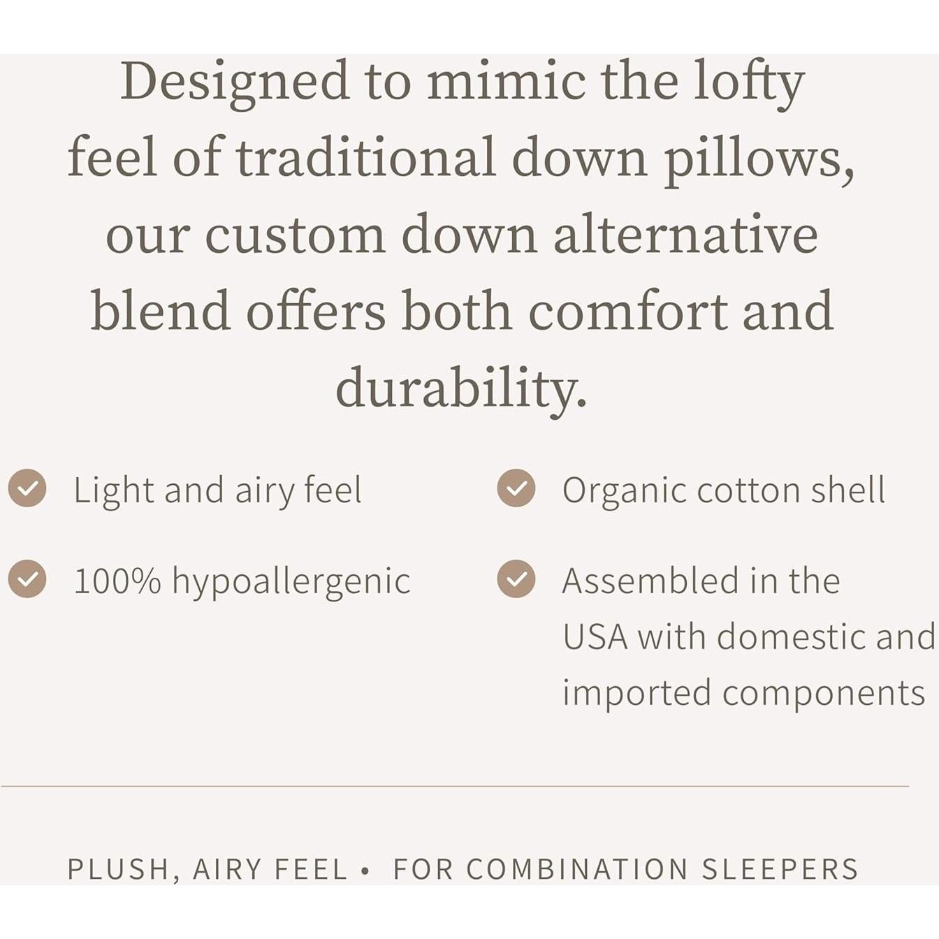 Almohada Hipoalergénica Saatva - Alternativa de Plumas Reina 71x40 cm