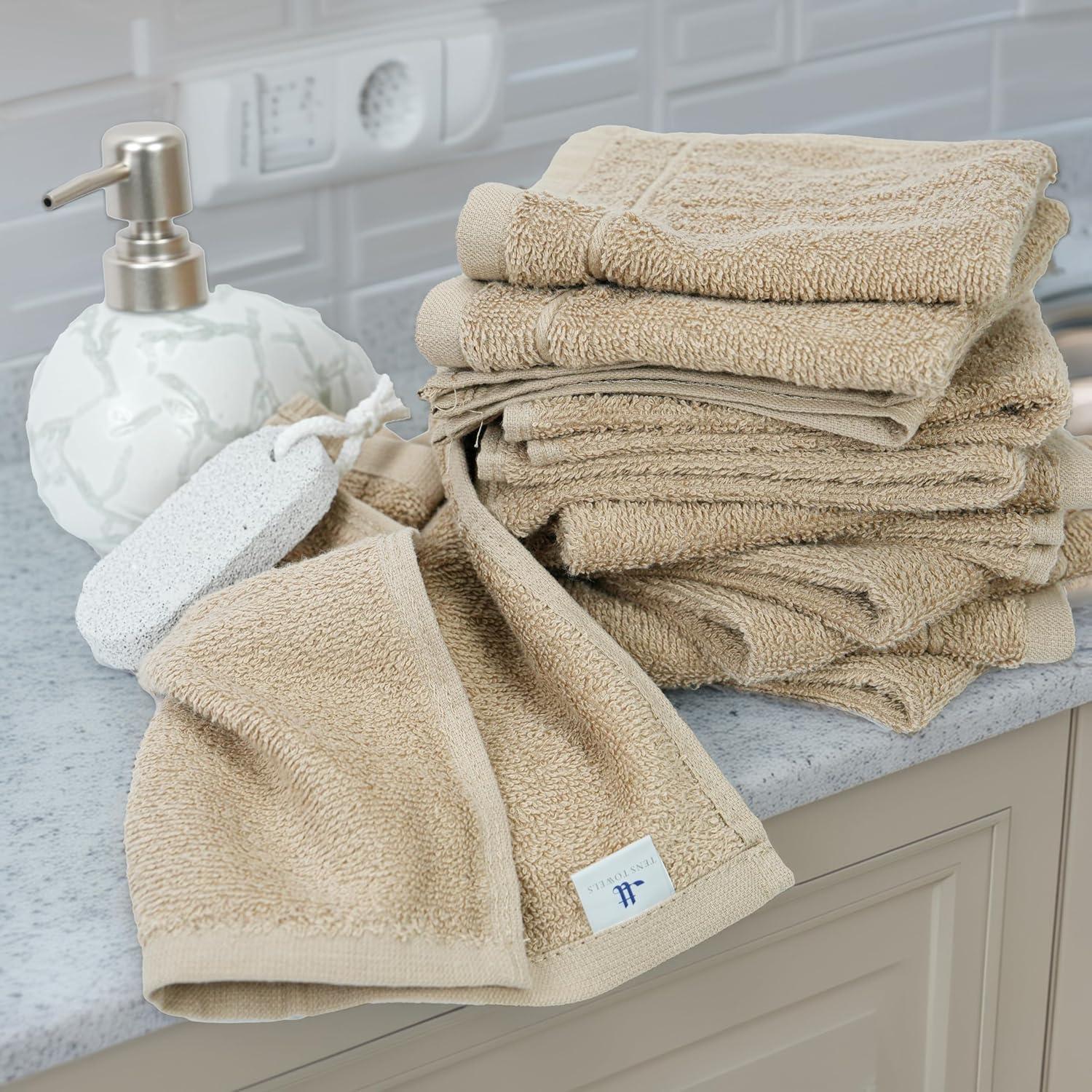 Paquete de 60 Toallas de Mano Tens Towels 30x30 cm Beige