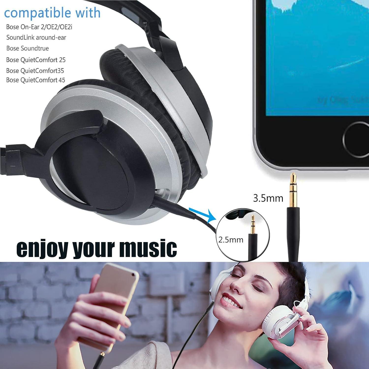 Cable de audio 3.5 a 2.5mm Tobysome para Bose QC45 QC35 II