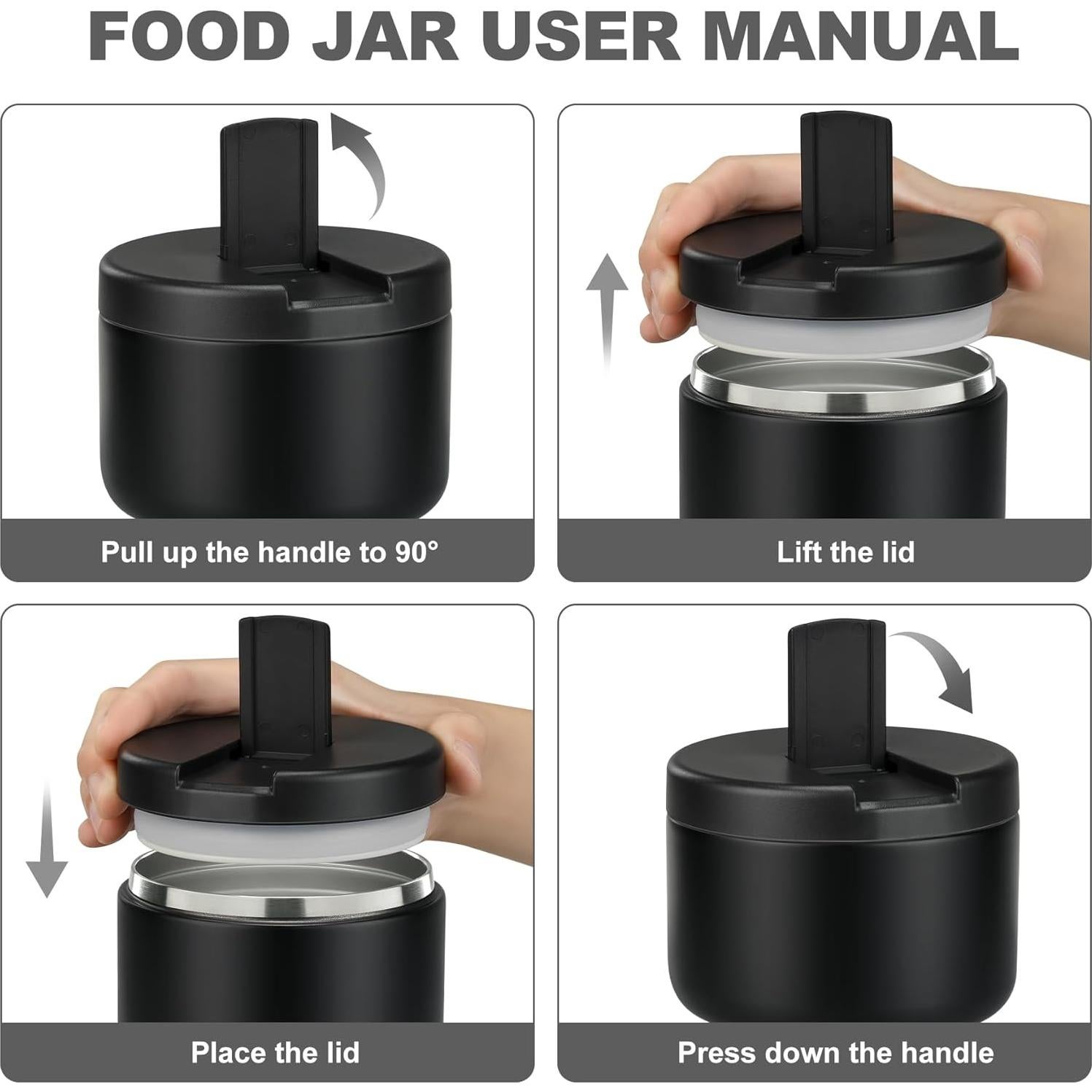 Termo para sopa LOHASOK 12 oz acero inoxidable negro