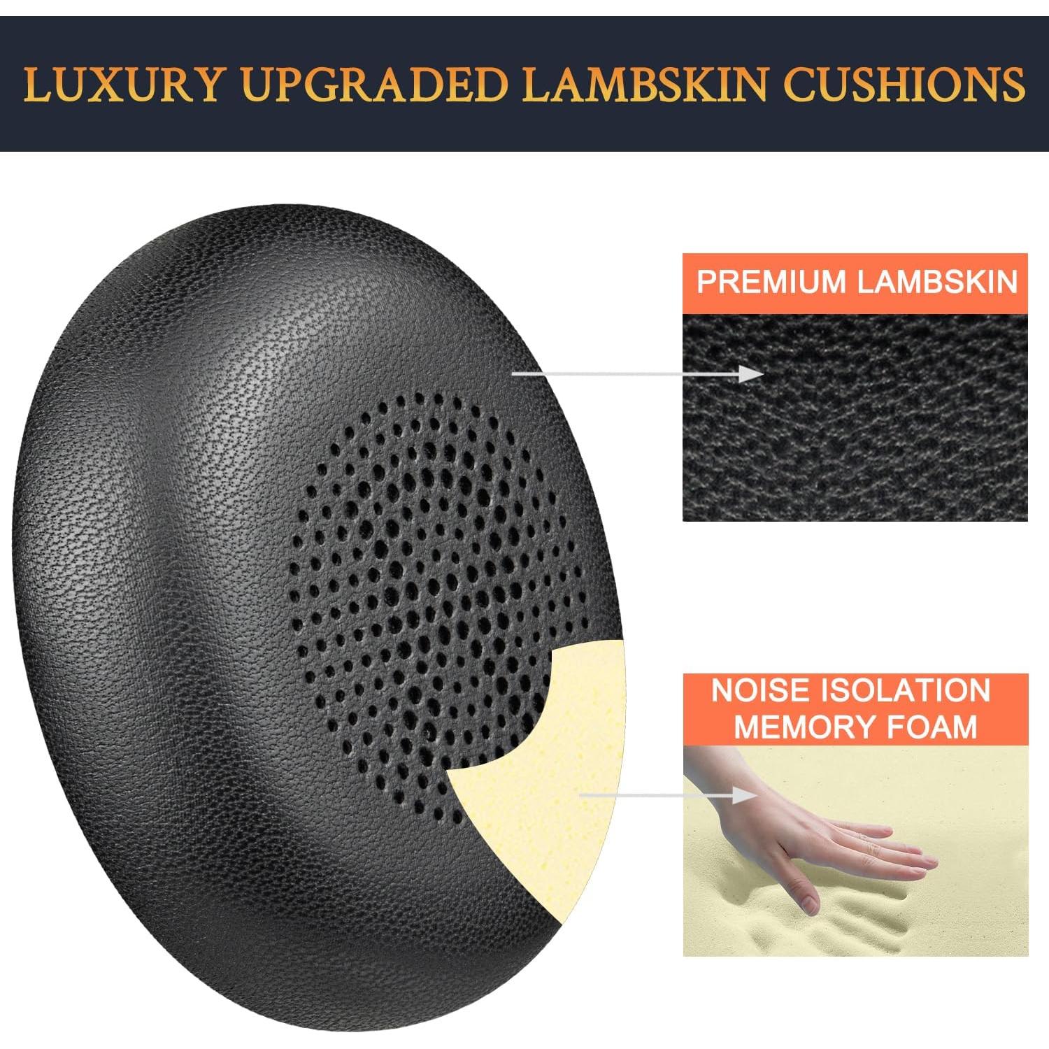 Almohadillas de Piel de Cordero SOULWIT para Jabra Evolve2 65/40 - Negro