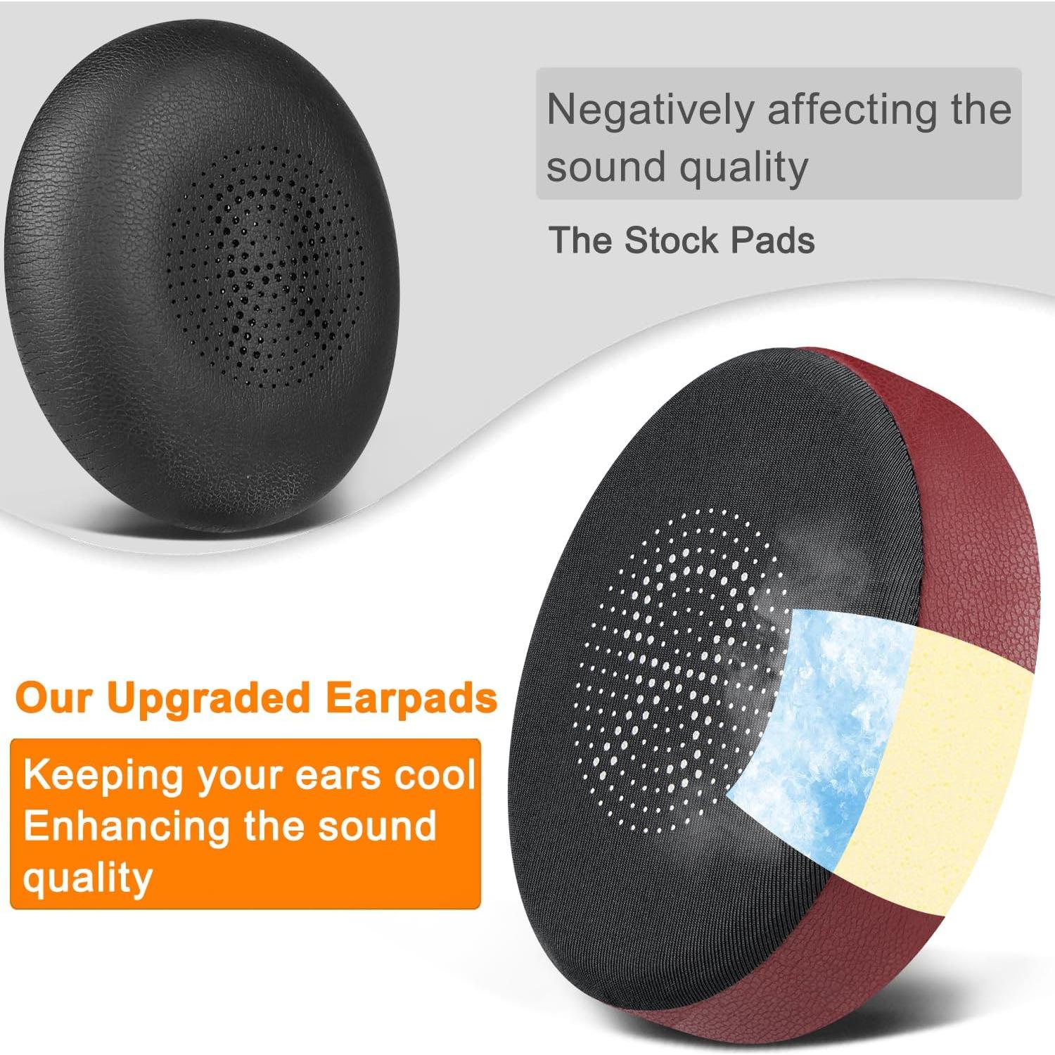 Almohadillas de Gel Refrigerante SOULWIT para Jabra Evolve2 65/40 y Elite 45h - Burdeos