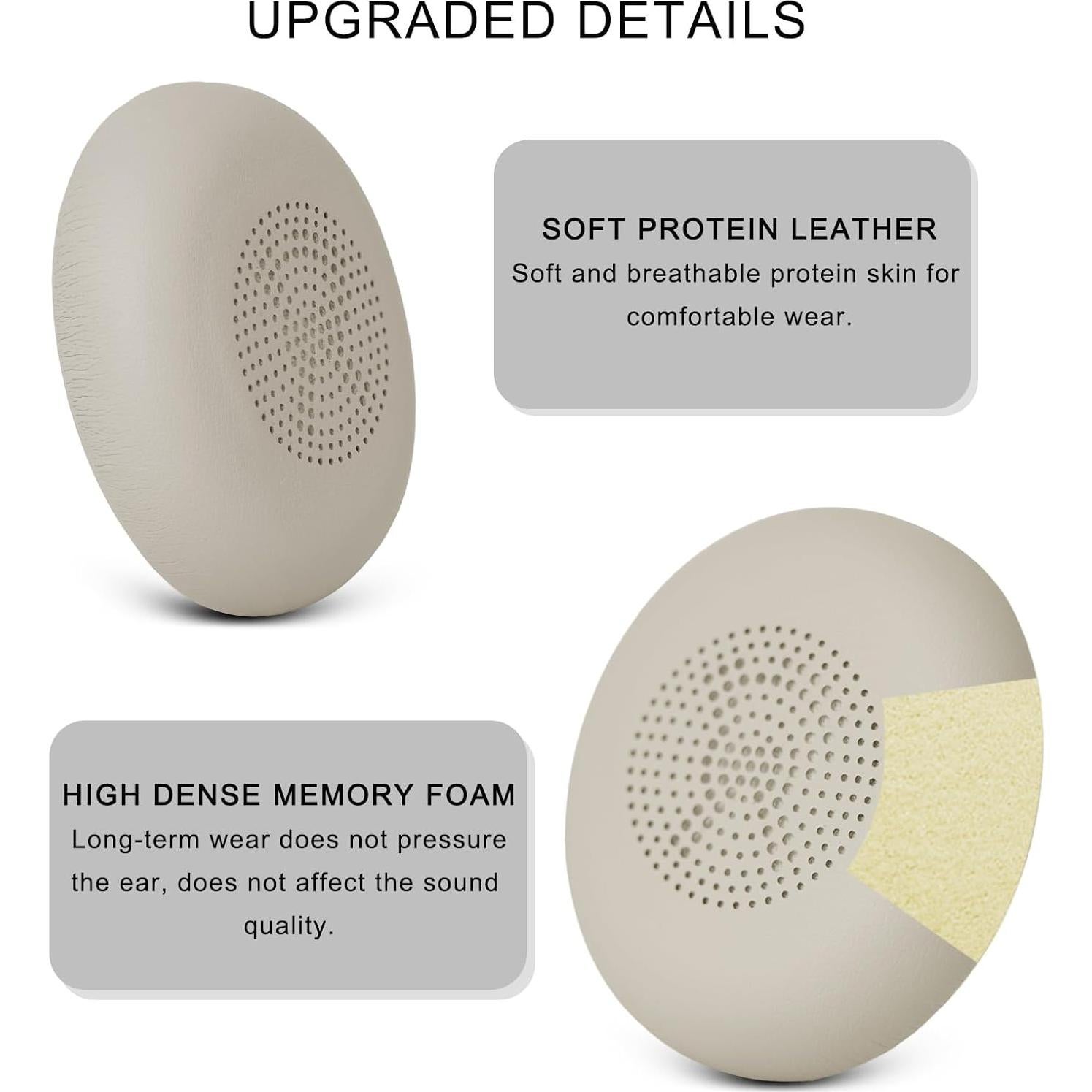 Almohadillas de repuesto Gvoears para Jabra Elite 45h - Cuero y espuma viscoelástica