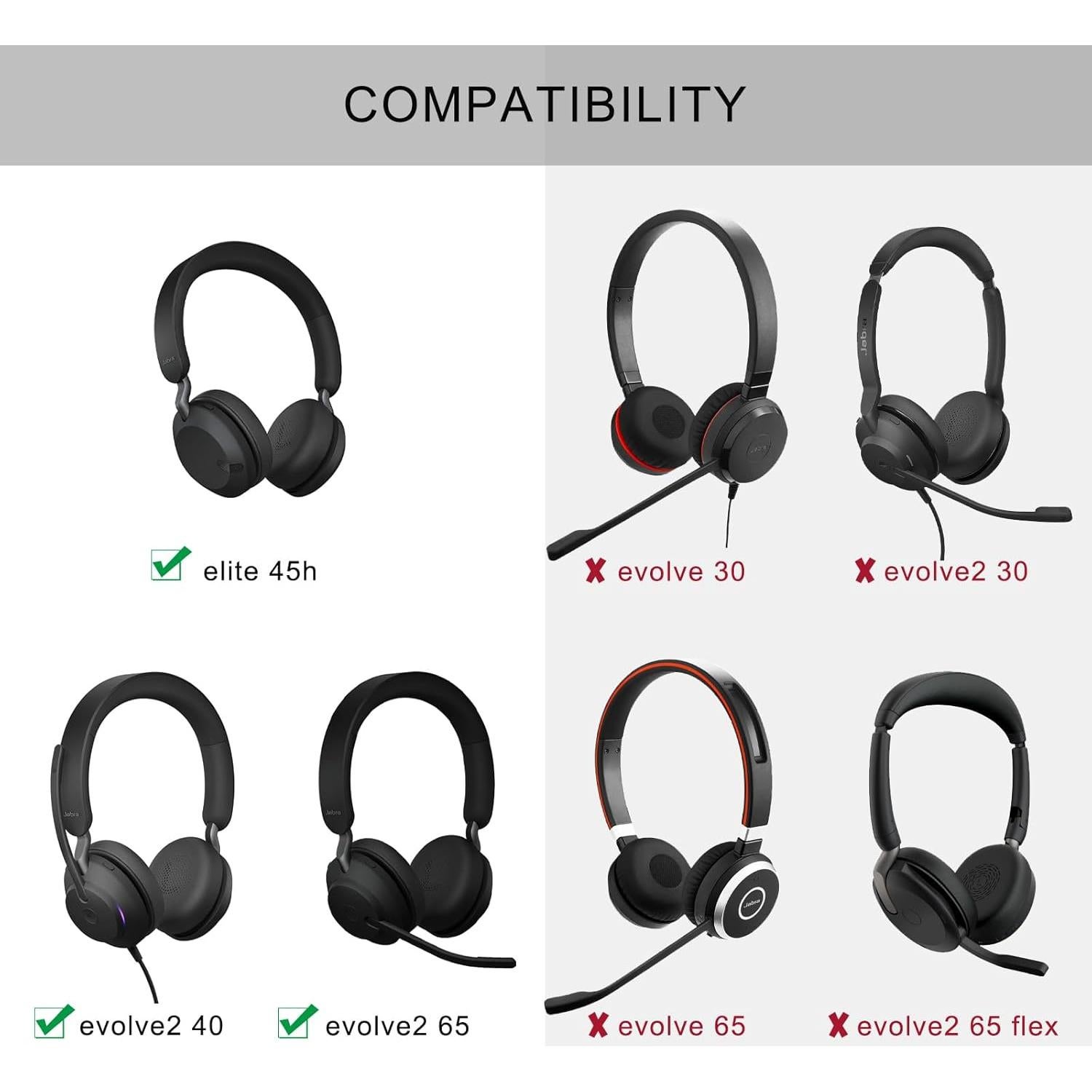 Almohadillas de repuesto Gvoears para Jabra Elite 45h - Cuero y espuma viscoelástica