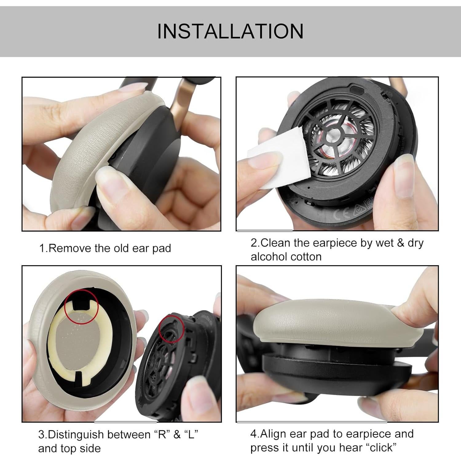 Almohadillas de repuesto Gvoears para Jabra Elite 45h - Cuero y espuma viscoelástica