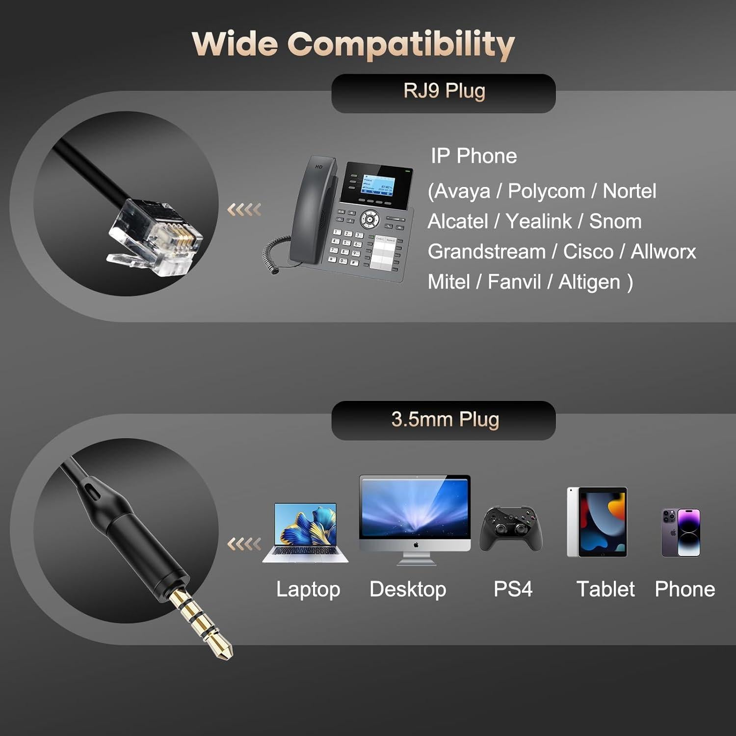 Auricular MAIRDI con micrófono cancelación de ruido RJ9 3.5mm
