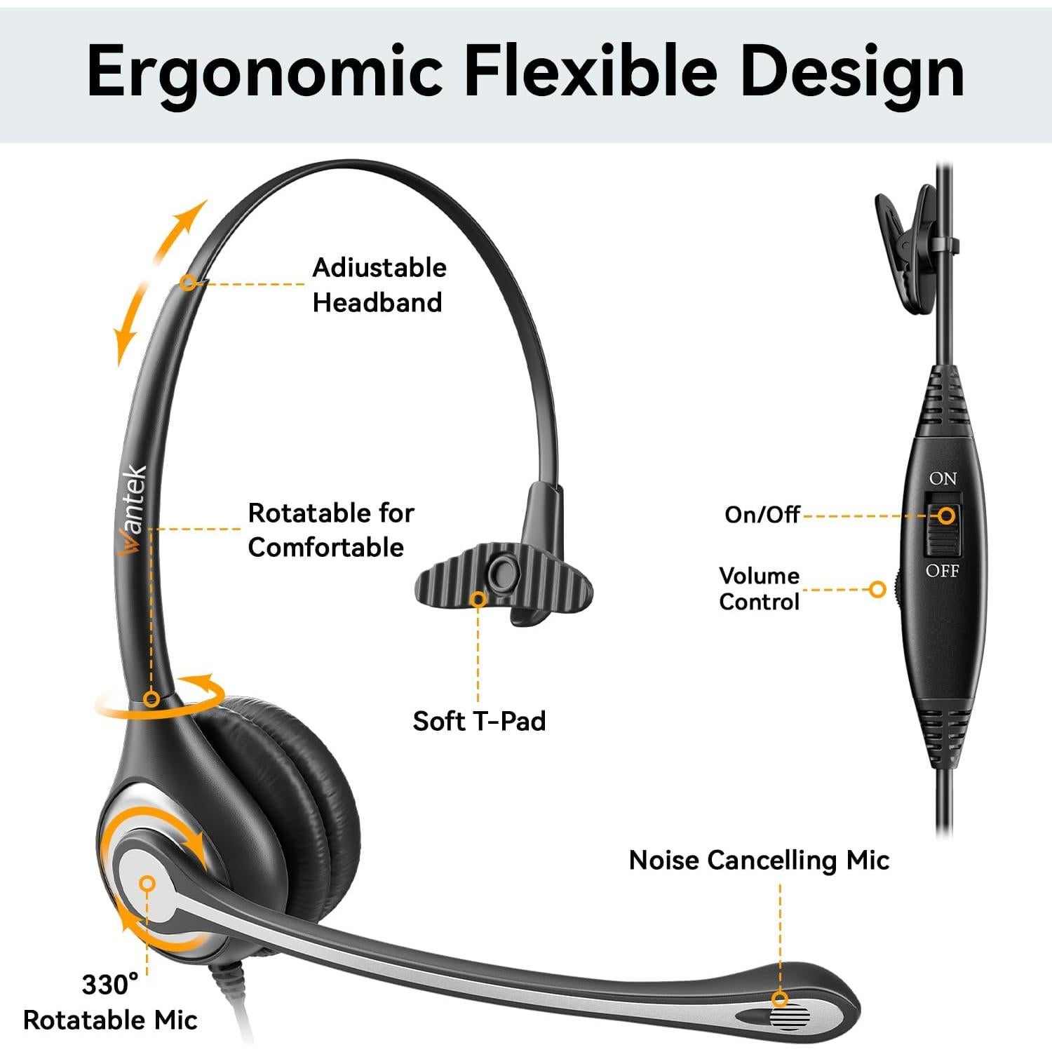 Auricular Wantek con micrófono cancelador de ruido 2.5mm