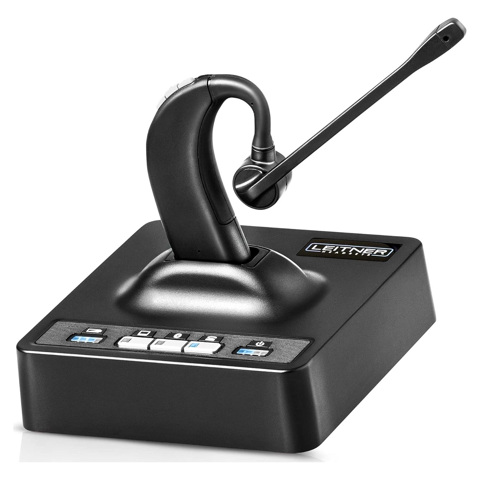 Auricular Inalámbrico Leitner LH380 - Con Micrófono y Base USB