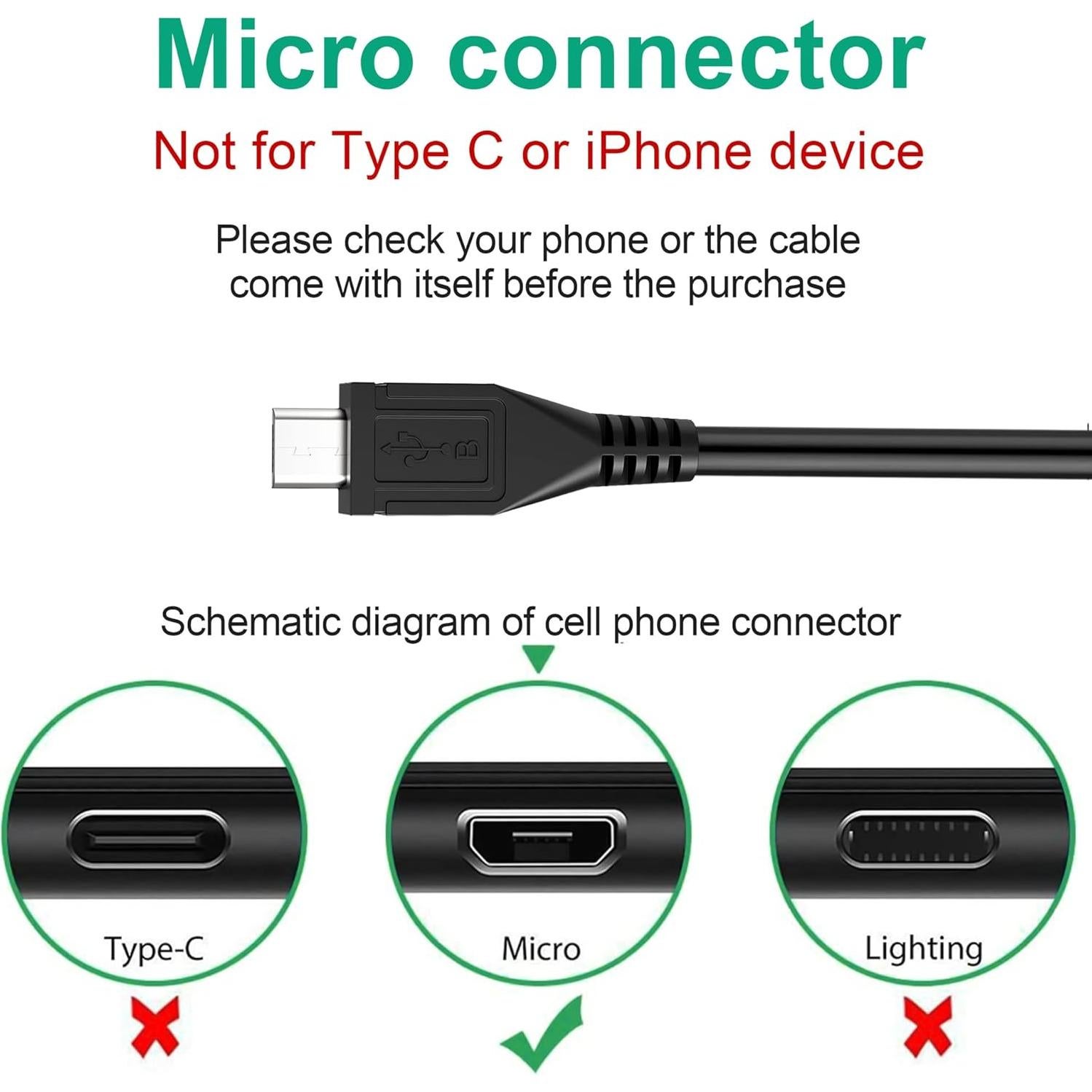 Cable de Carga Micro USB 1.5m J-ZMQER para Auriculares AKG Y500