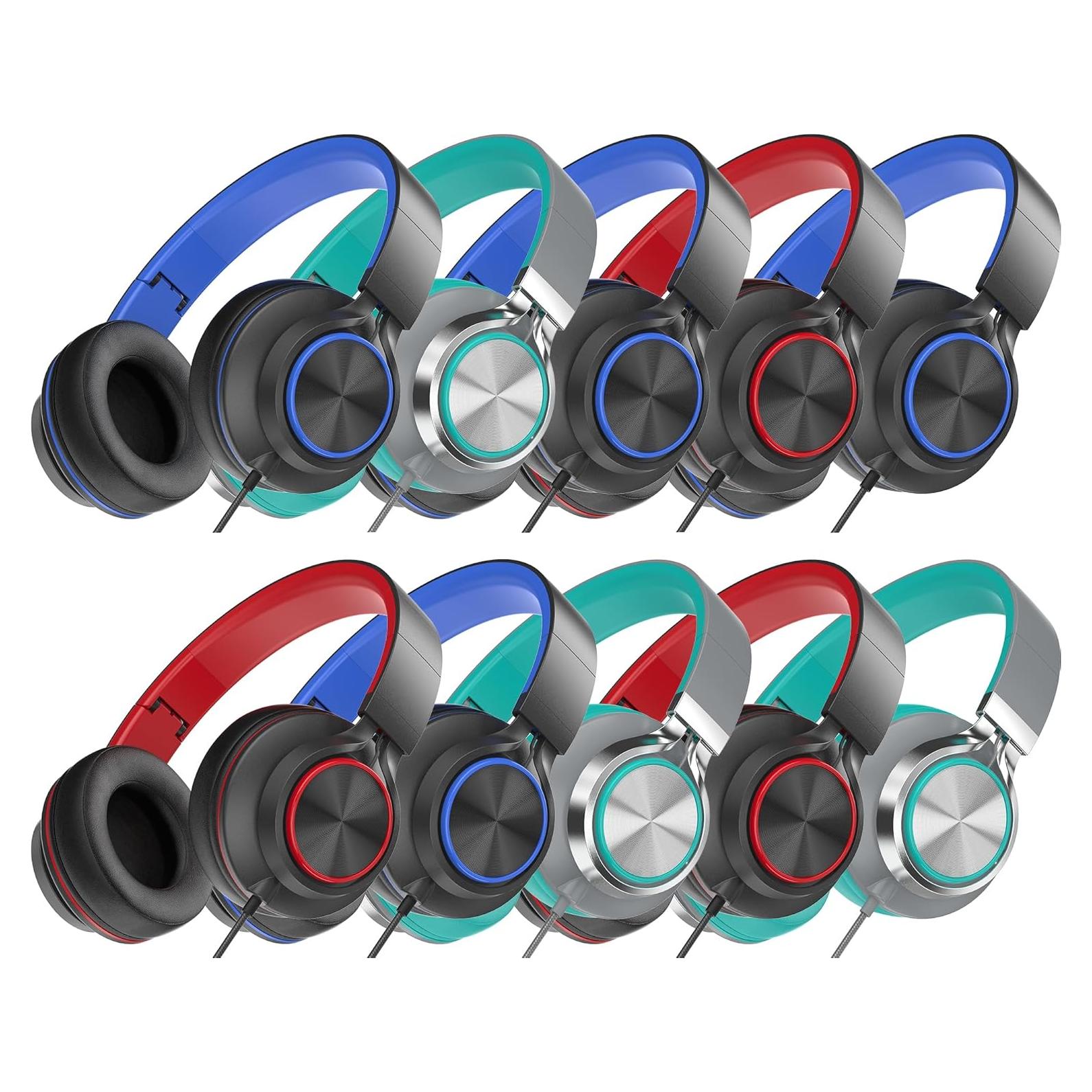 Auriculares con cable MIXCU JrX3 para niños y adolescentes - Paquete de 10