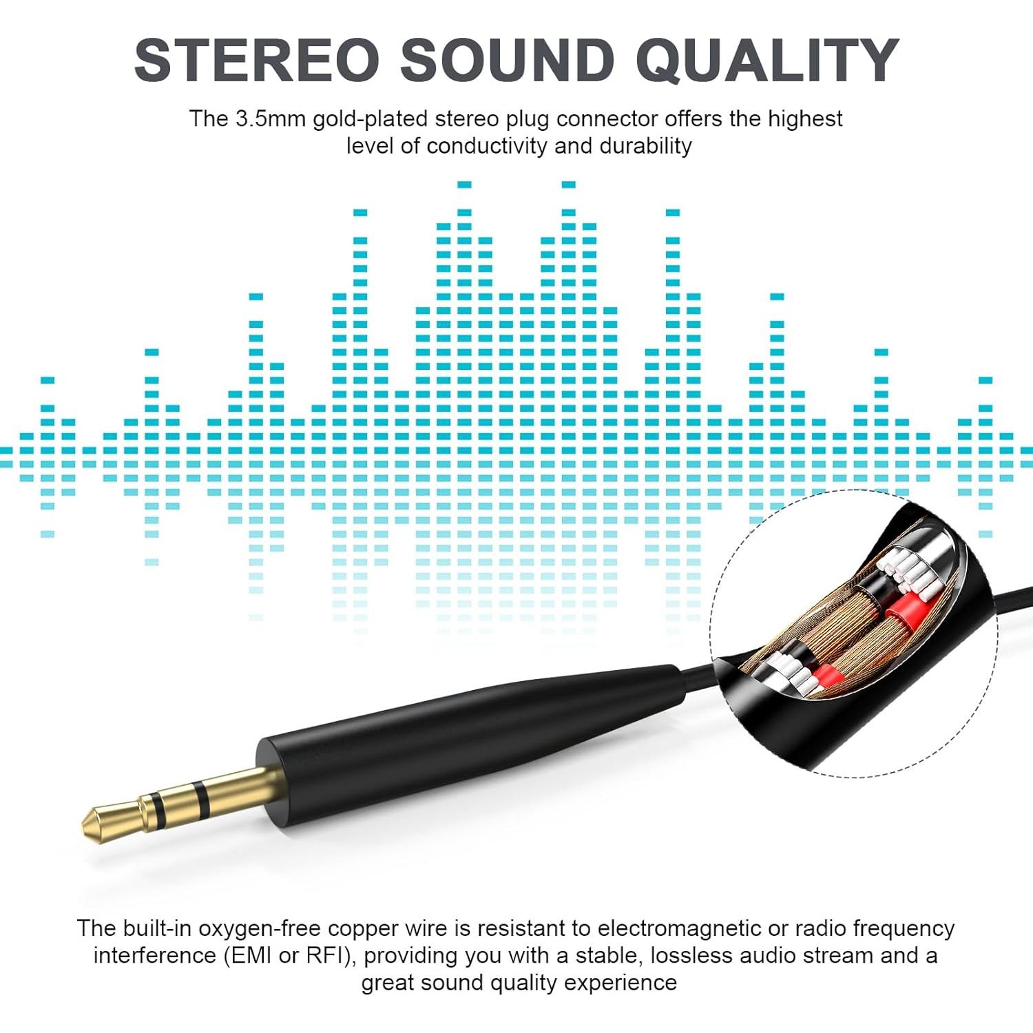 Cable de audio 2.5mm a 3.5mm Gneinour para Bose y JBL